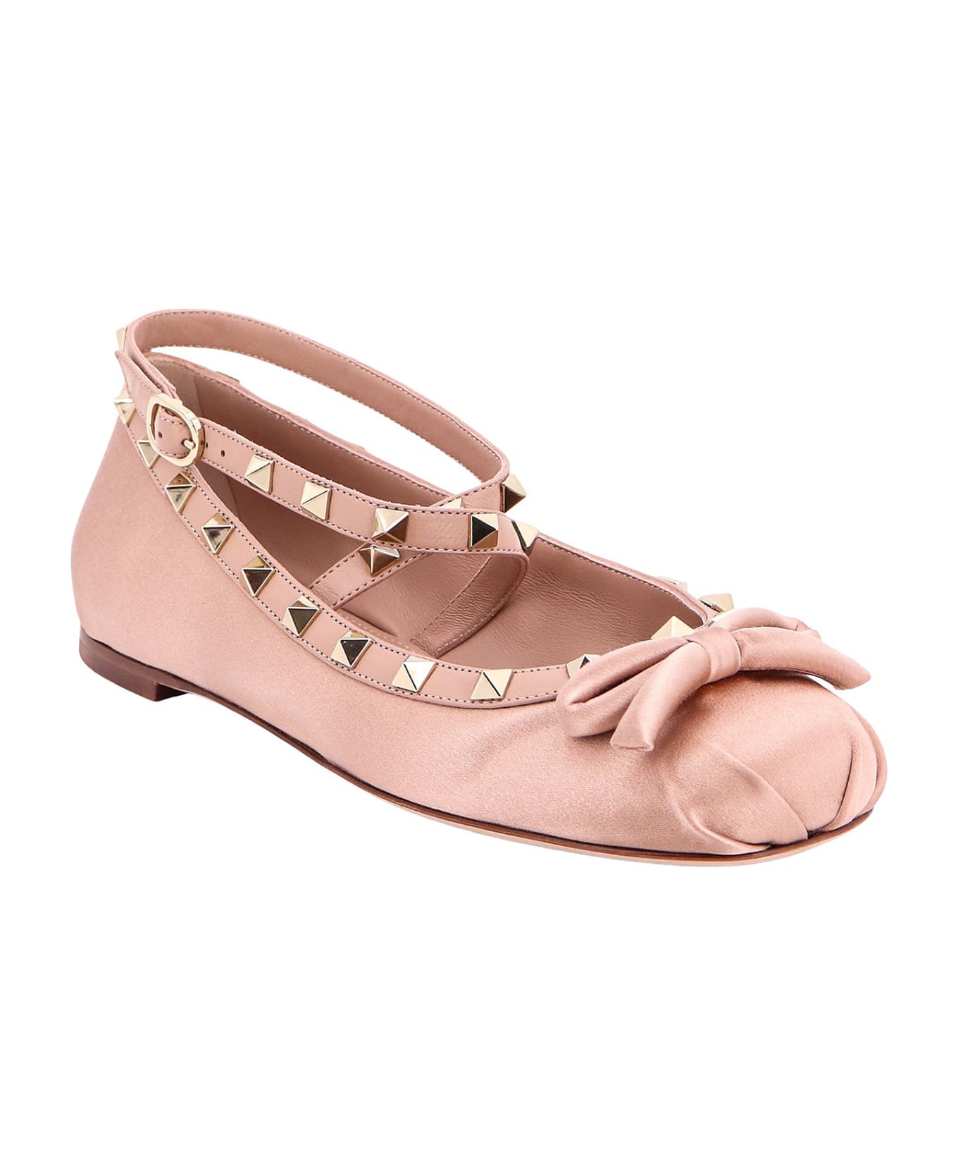 Valentino Garavani Satin Ballerinas With Iconic Studs - Pink フラットシューズ