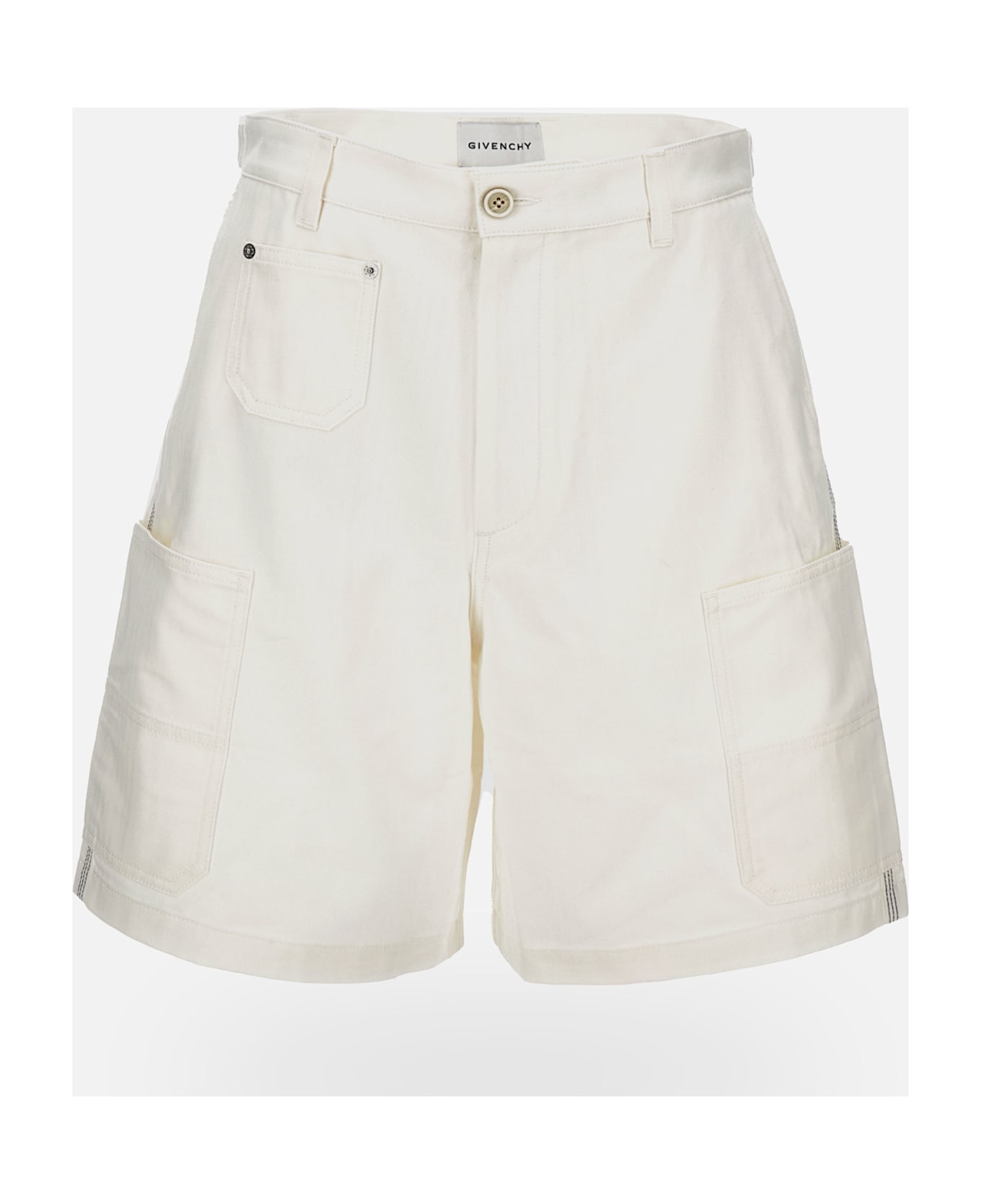 Givenchy Denim Shorts With Patch Pockets - White