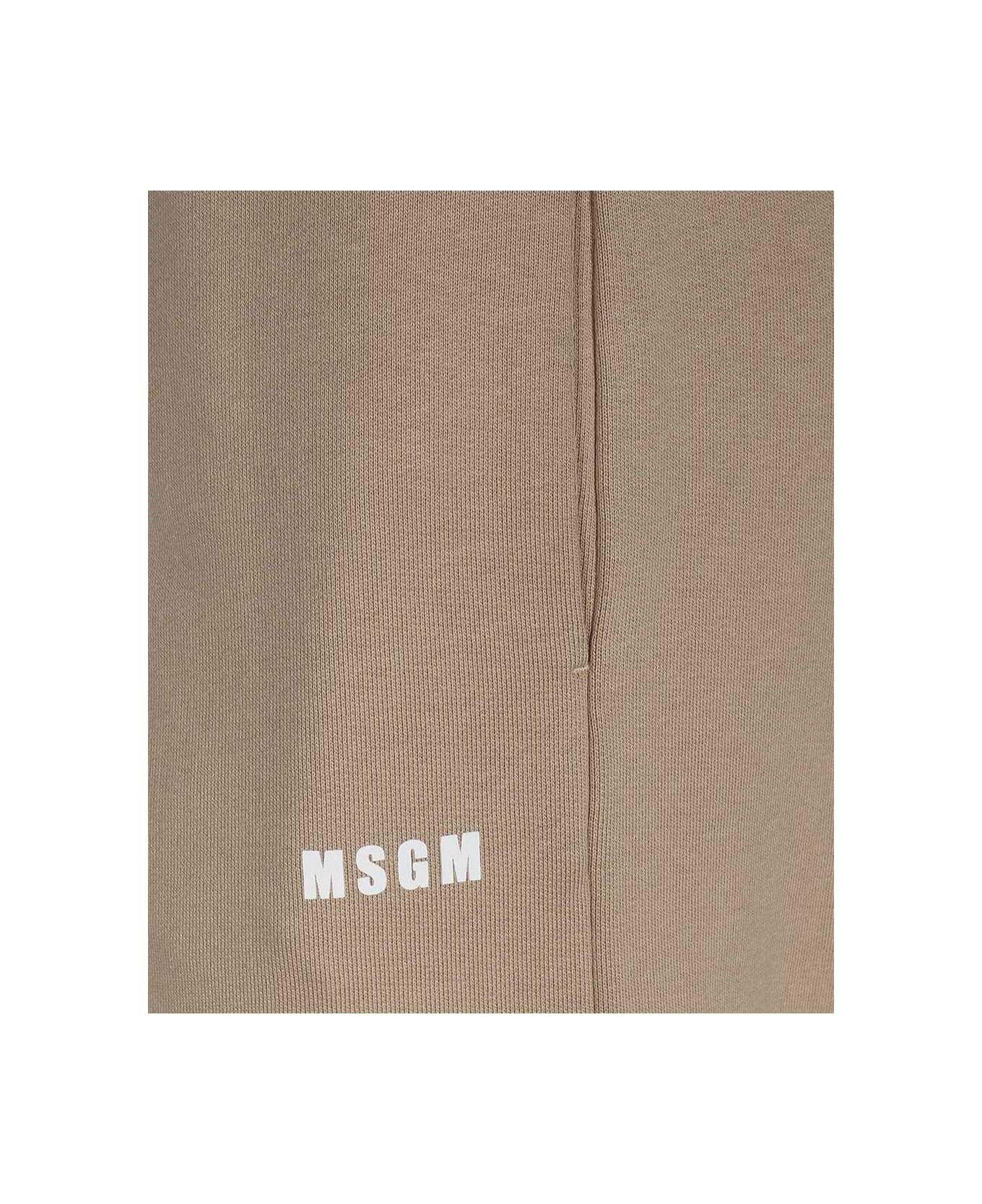 MSGM Logo Print Sweatpants - Beige