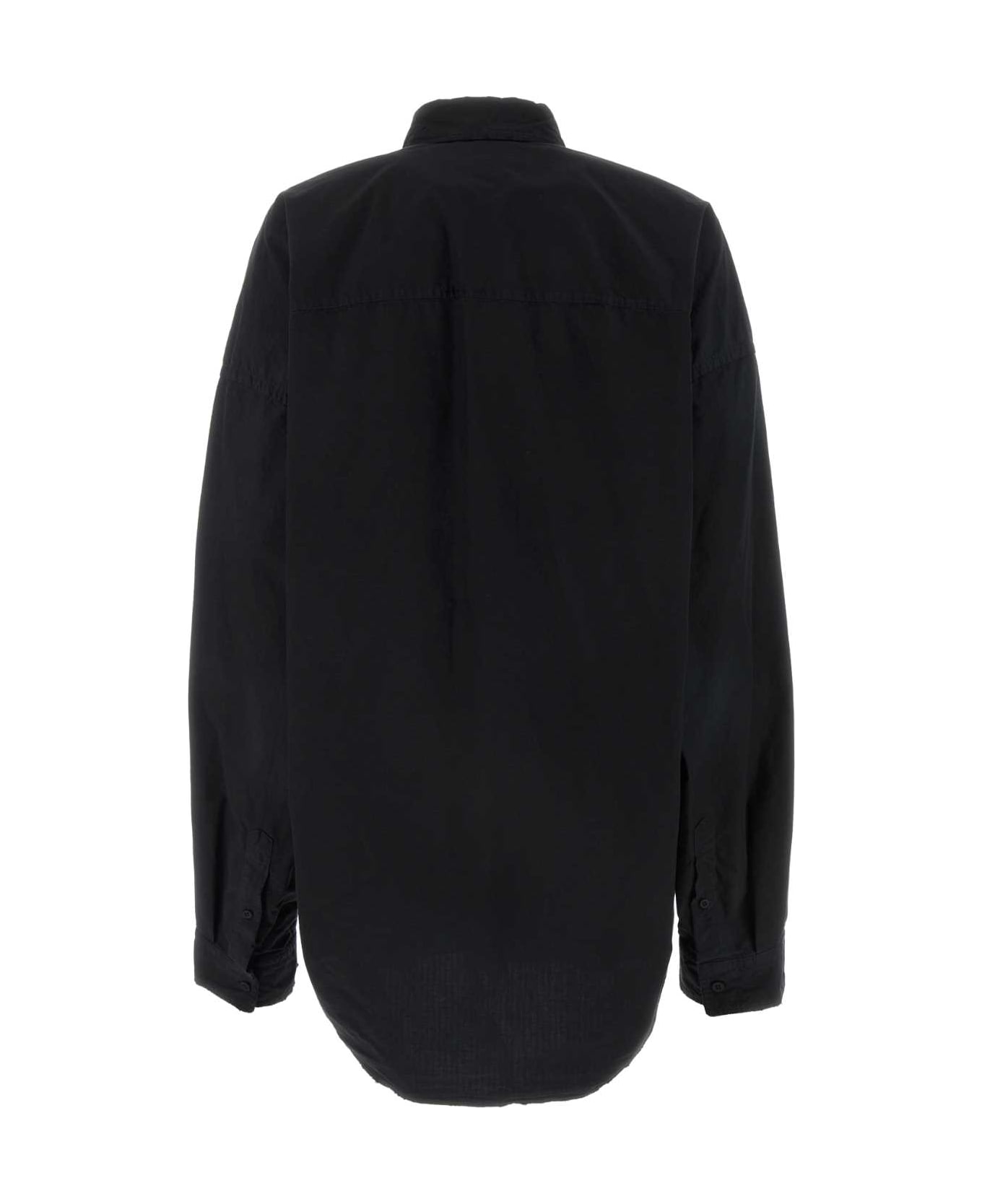 Balenciaga Black Cotton Blend Oversize Shirt - Black