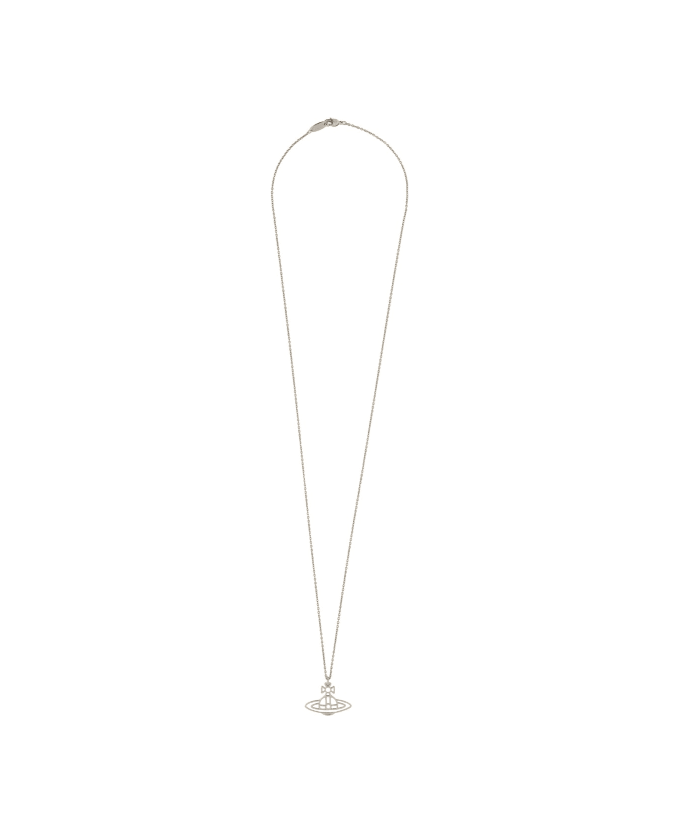 Vivienne Westwood Thin Necklace With Orb Pendant - SILVER