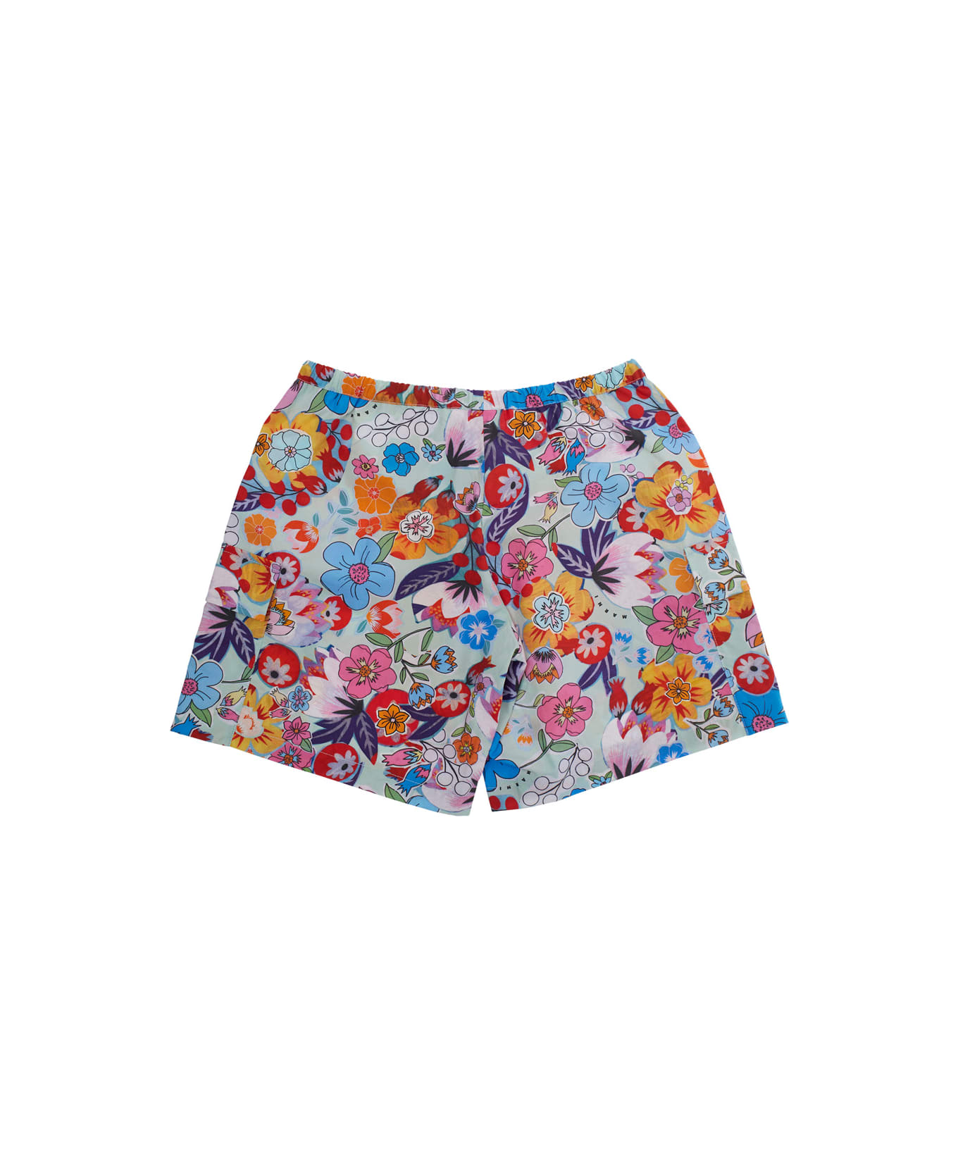 Marni Multicolor Shorts With All-over Floral Print In Cotton Girl - Multicolor