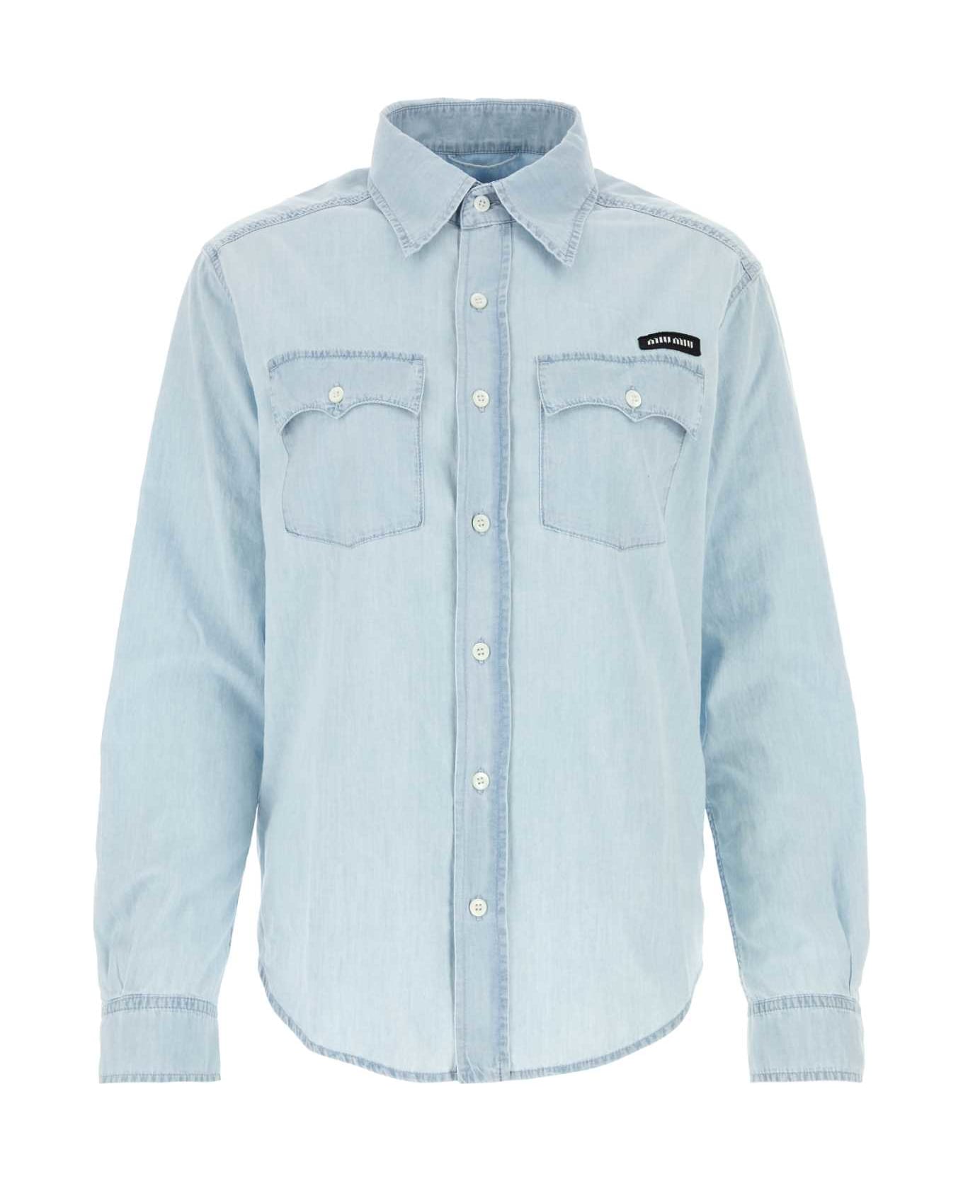 Miu Miu Light Blue Chambray Shirt - CELESTE