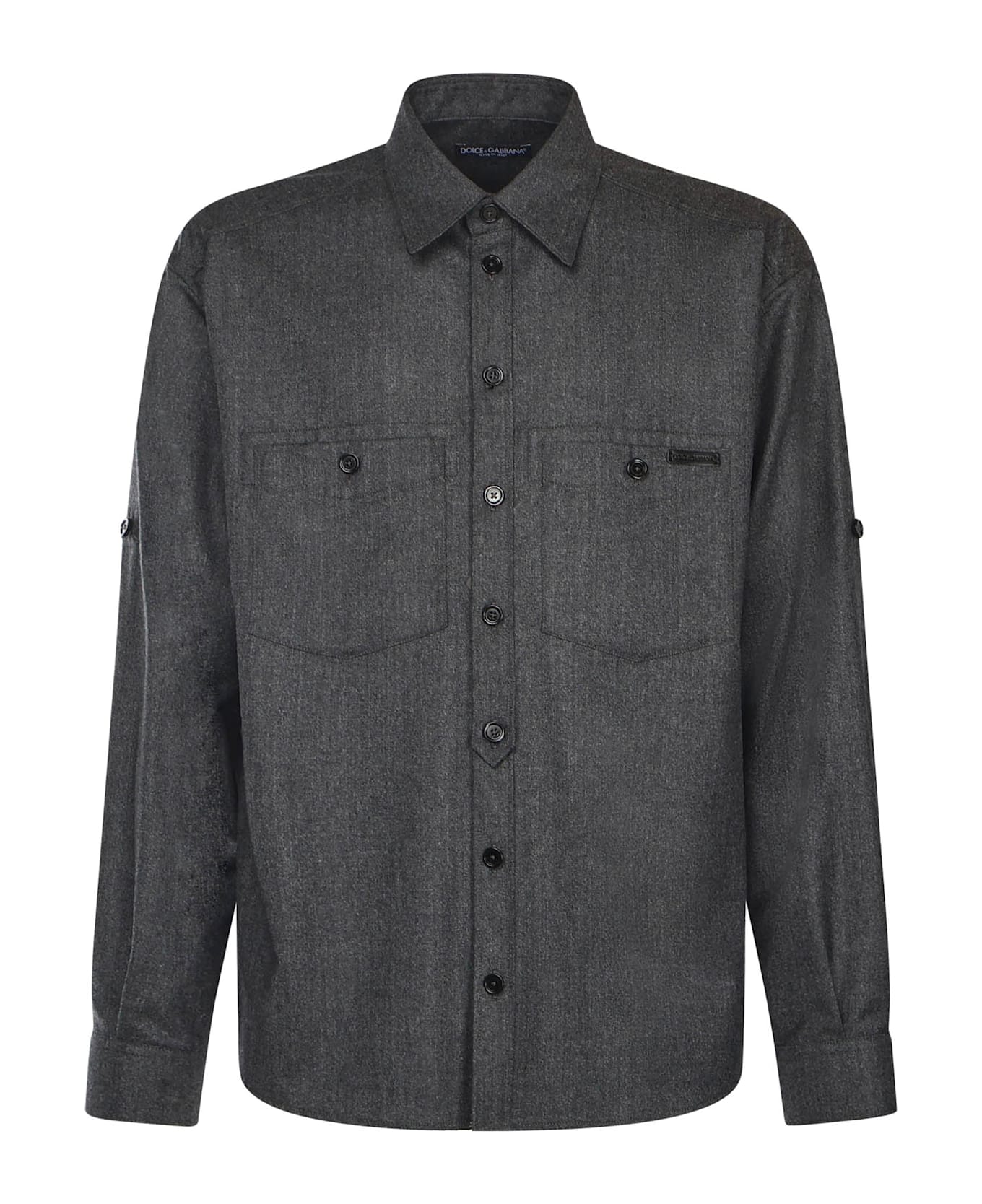 Dolce 
Gabbana Melange Wool Wicker Shirt - Gray