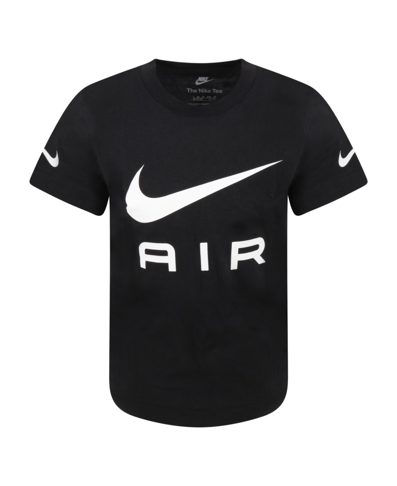 Nike Black T-shirt For Kids With Swoosh - Black