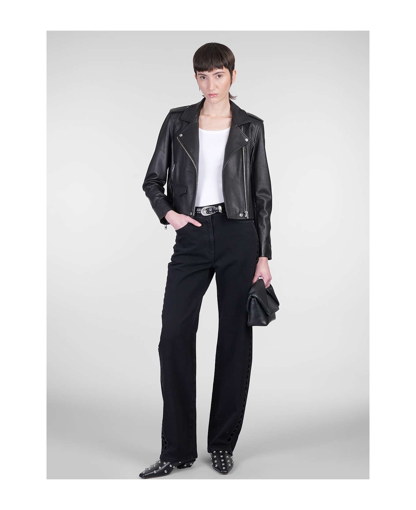 IRO Ashville Biker Jacket In Black Rayon - black