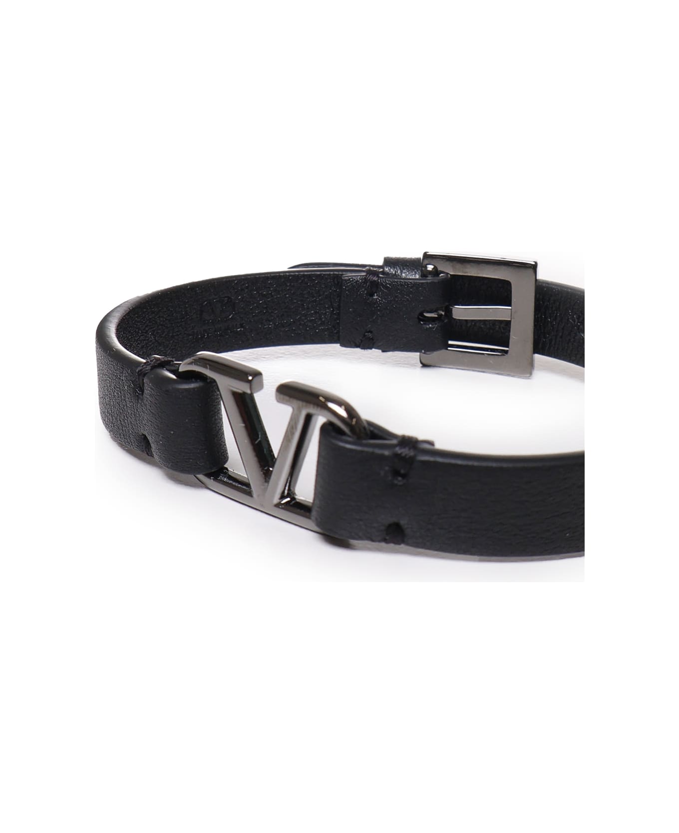 Valentino Garavani Vlogo Leather Bracelet - Black
