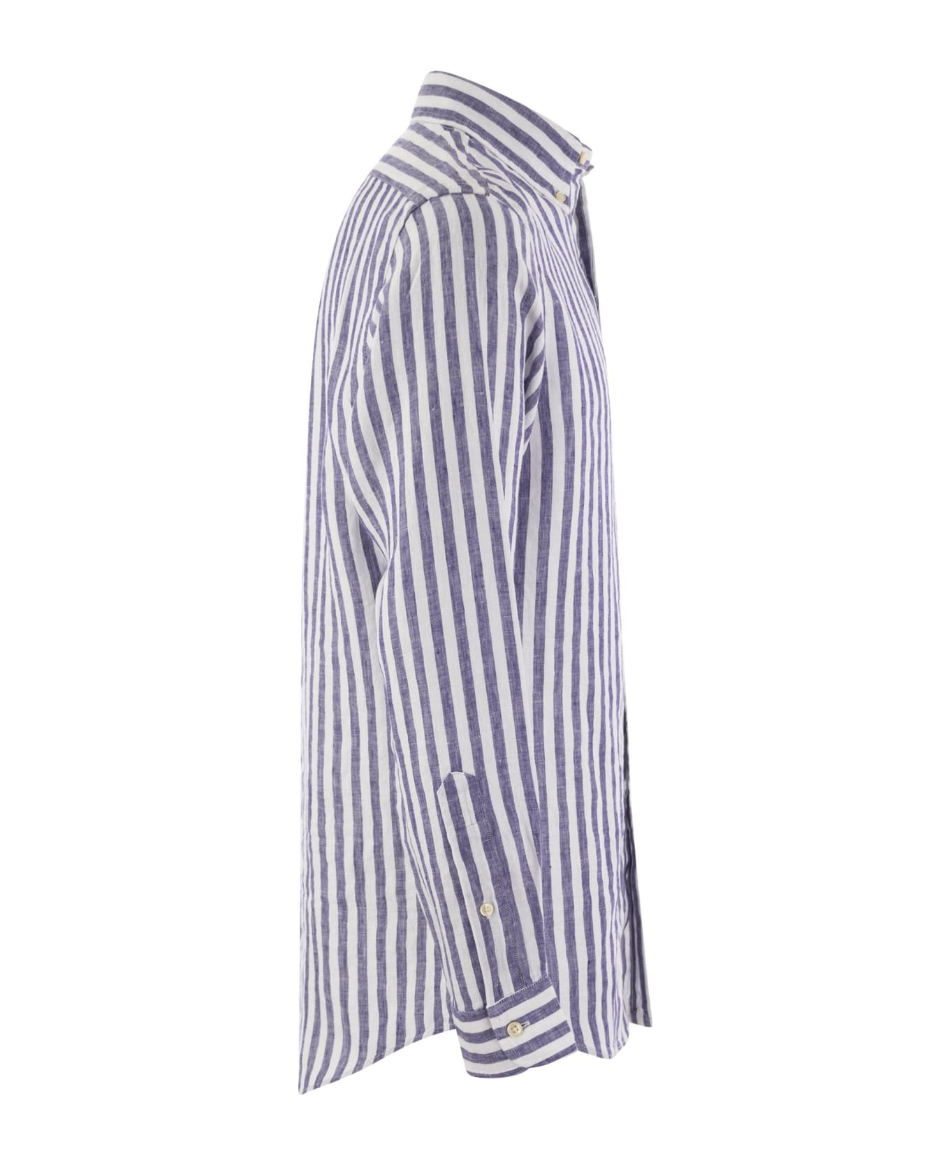 Polo Ralph Lauren Custom-fit Striped Linen Shirt - Blue/white