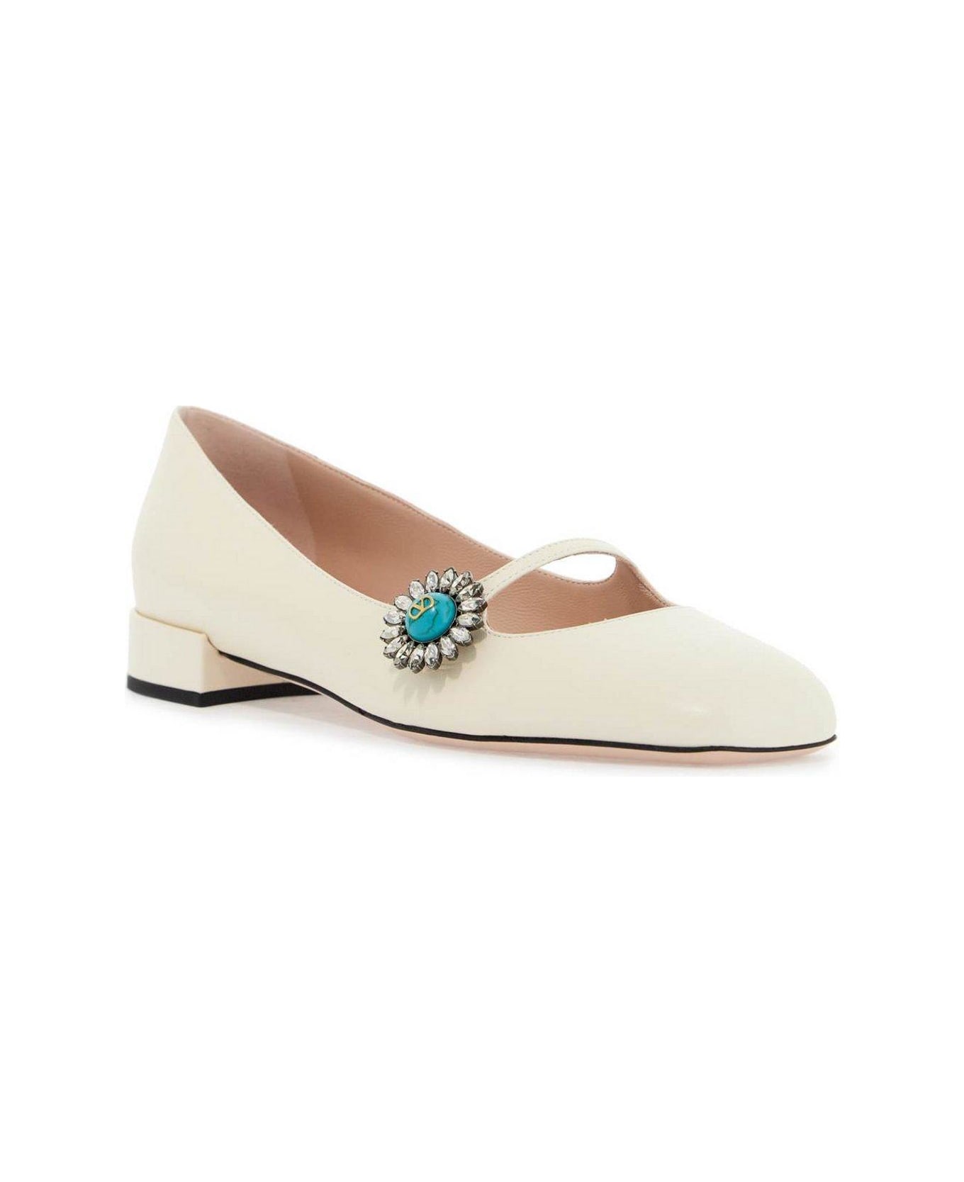 Valentino Garavani Preshoes Embellished Square Toe Ballet Flats - White