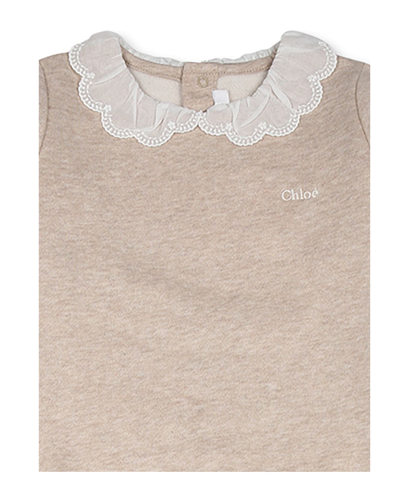 Chloé Beige Sweat-shirt For Baby Girl With Logo - Beige