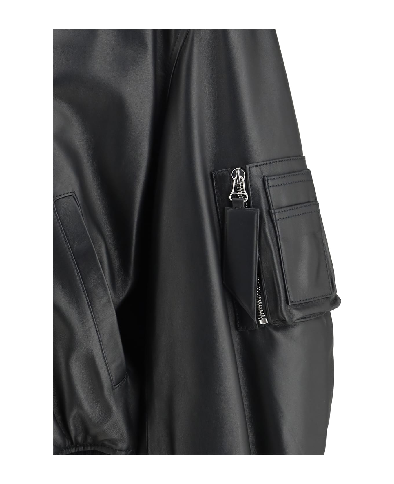 The Attico Leather Anja Bomber Jacket