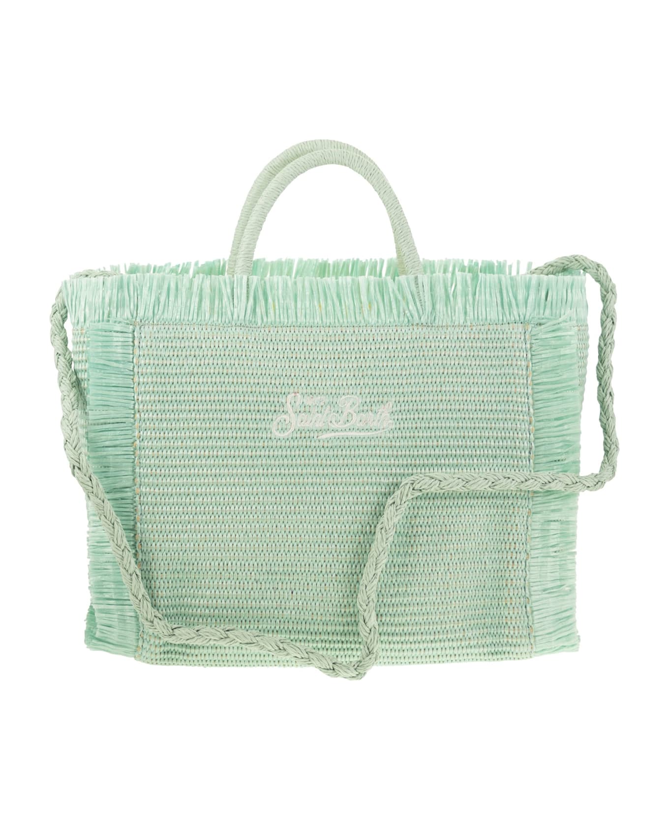 MC2 Saint Barth Colette - Straw-effect Bag With Embroidered Logo - Water Green