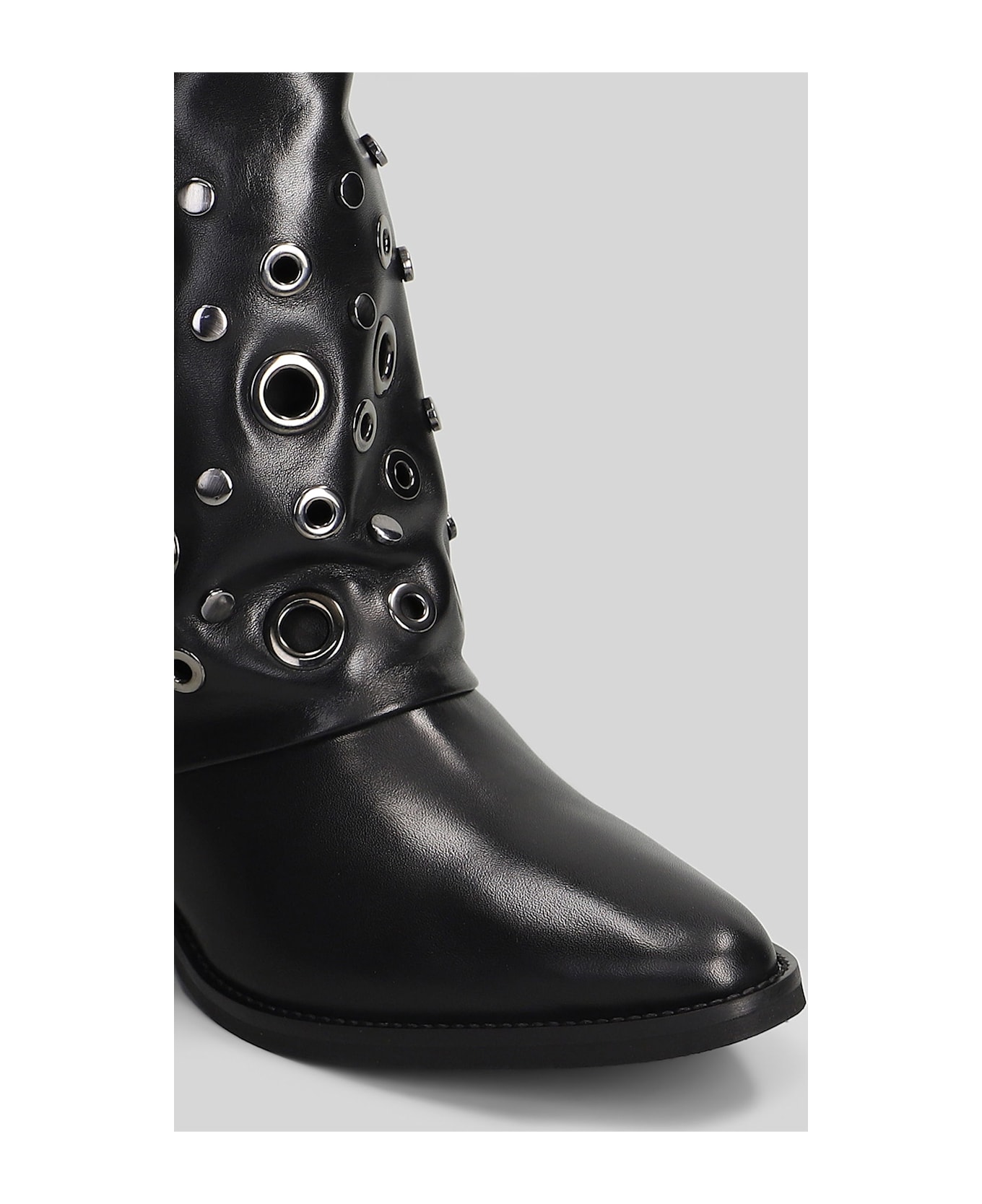 Julie Dee Texan Ankle Boots In Black Leather - black