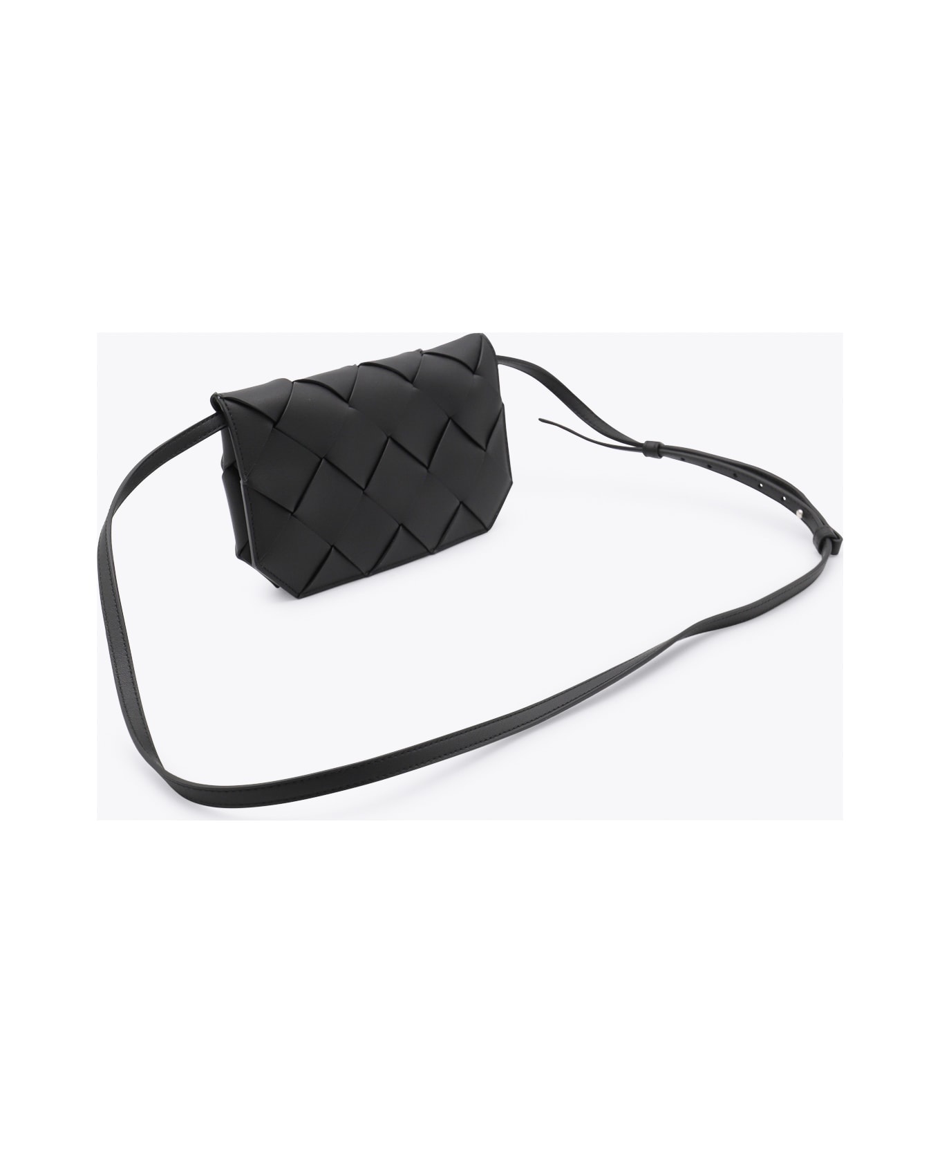 Bottega Veneta Black Leather Diago Pouch - Black
