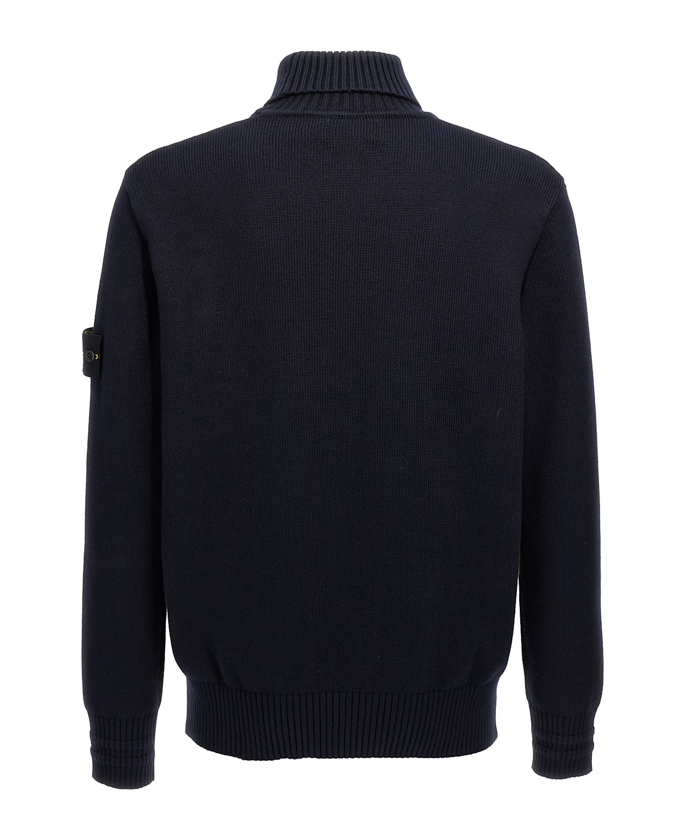 Stone Island Logo Badge Turtleneck Sweater - Navy Blue