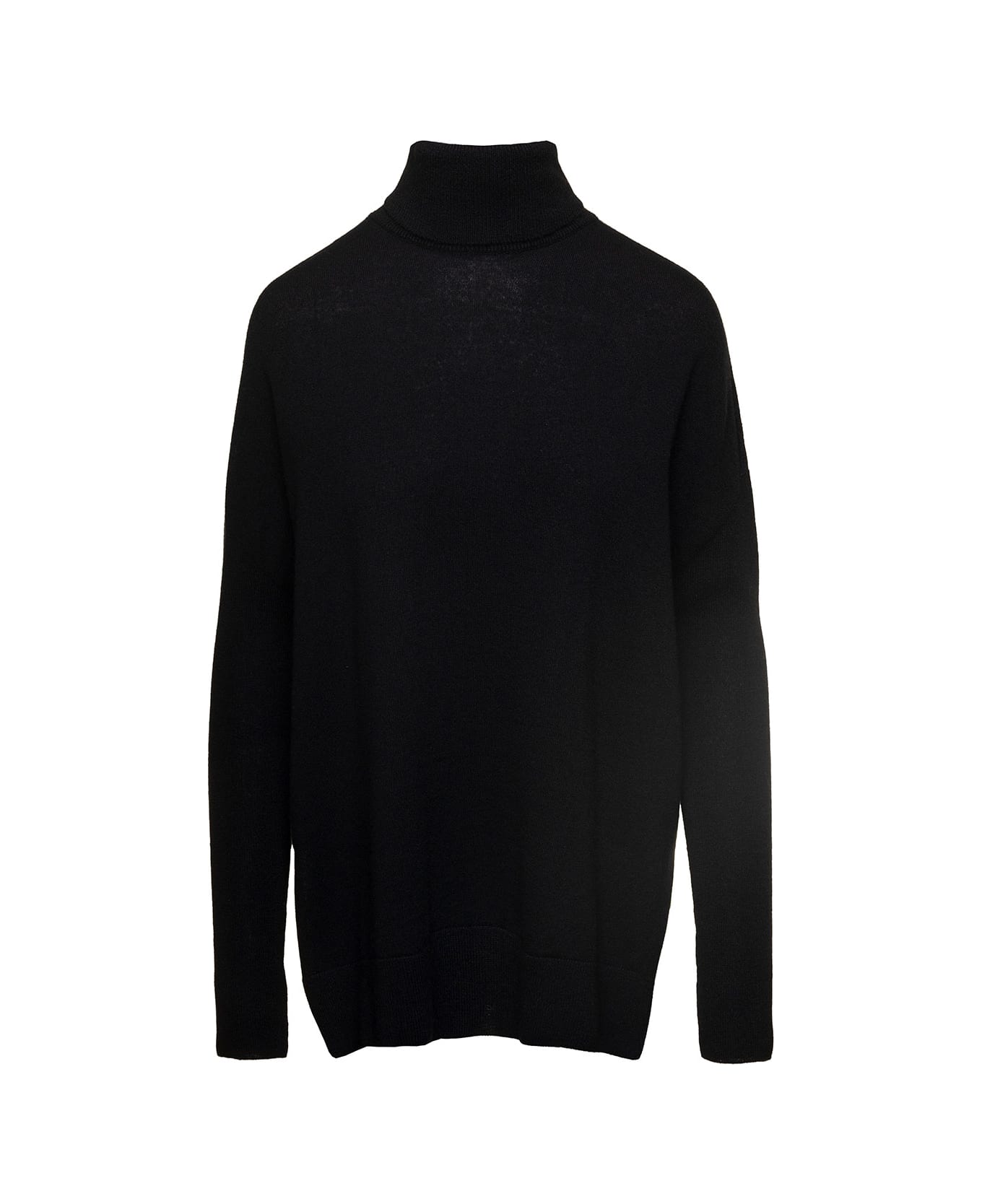 Antonelli Black Sweater With Mock Neck In Wool And Cashmere Woman - Black