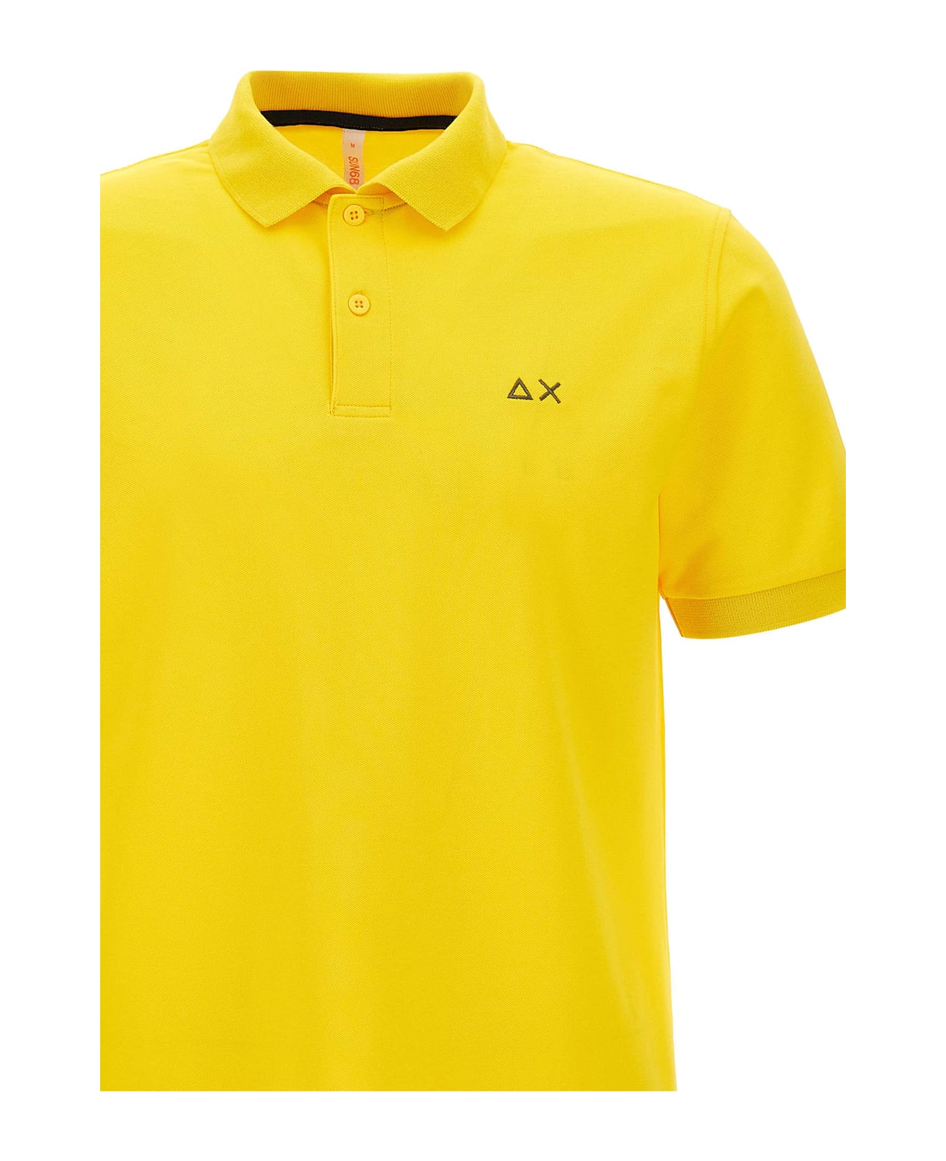 Sun 68 "solid" Piquet Cotton Polo Shirt - YELLOW