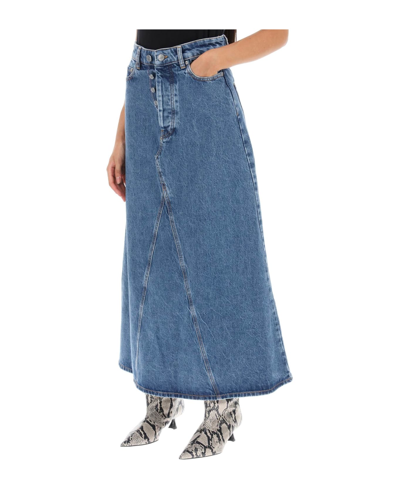 Ganni Long Denim Skirt - MID BLUE STONE (Light blue) スカート