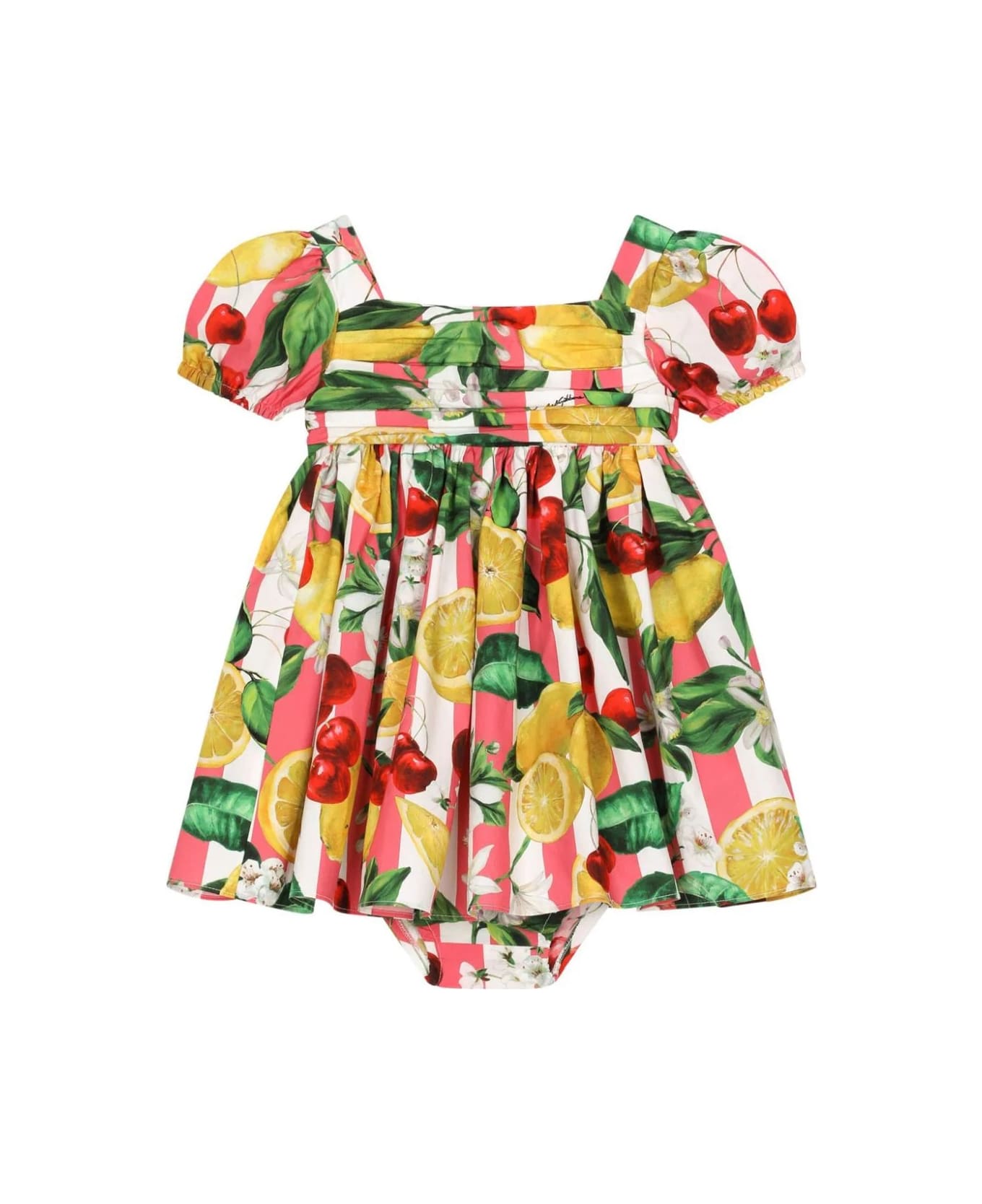 Dolce & Gabbana Poplin Dress With Lemon And Cherry Print - Multicolour