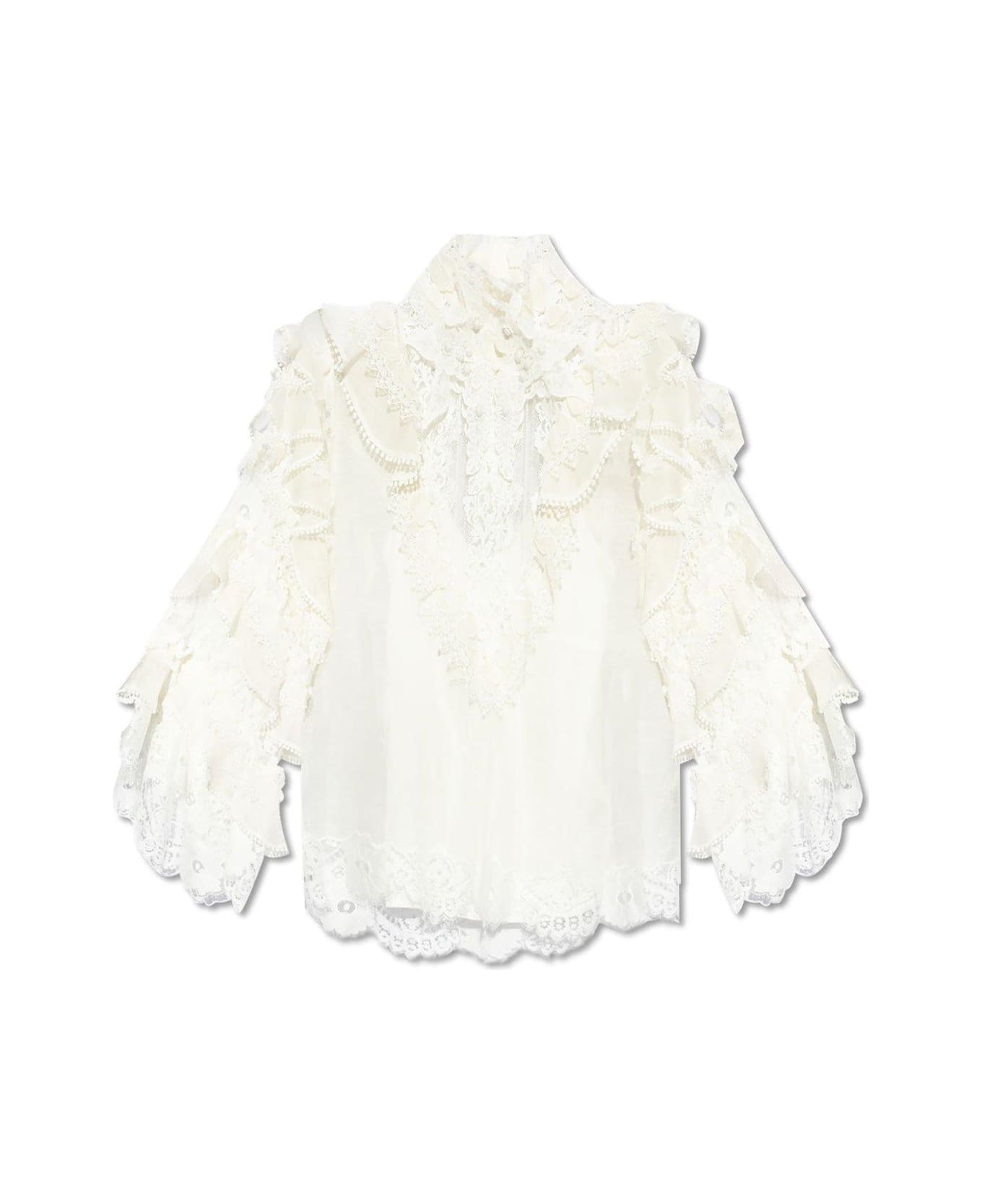 Zimmermann Crush Heart Trim Blouse - Ivory