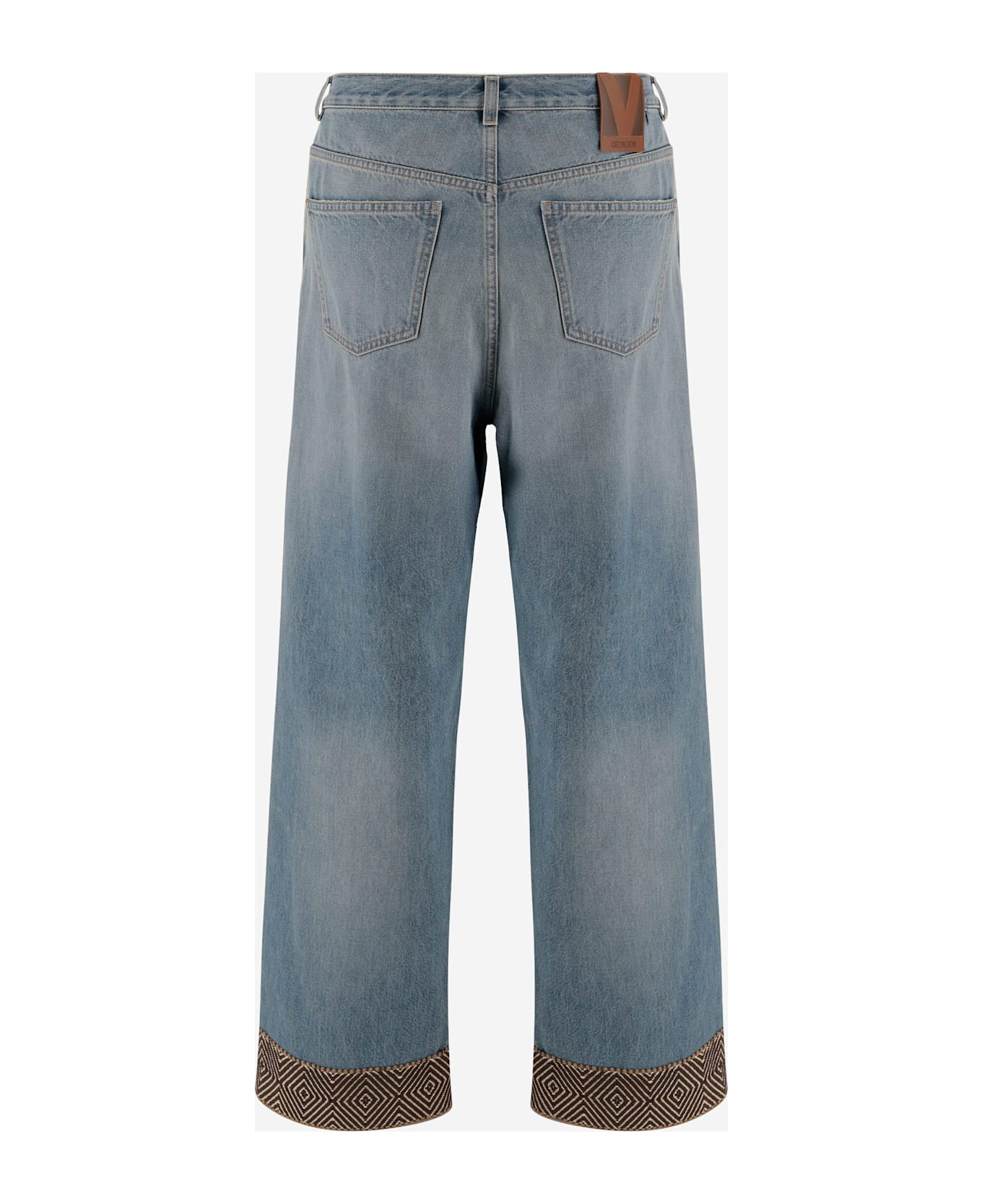 Valentino Denim Pants With Jacquard Bottoms - Denim