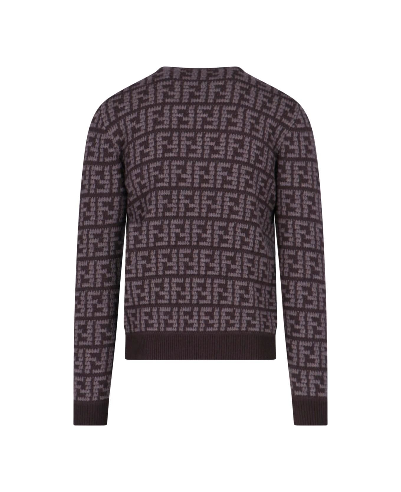 Fendi Embroidered Cashmere Sweater - Cordovan Pecan