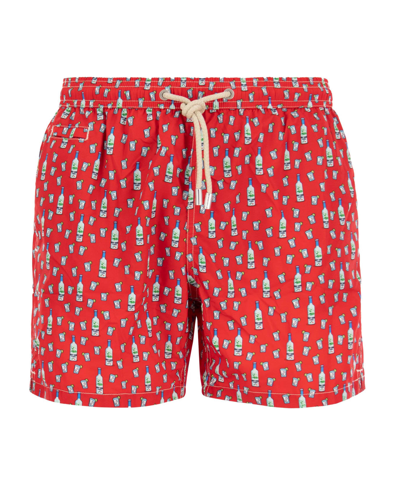 MC2 Saint Barth Lightweight Fabric Swim Boxer Shorts With Print - Red
