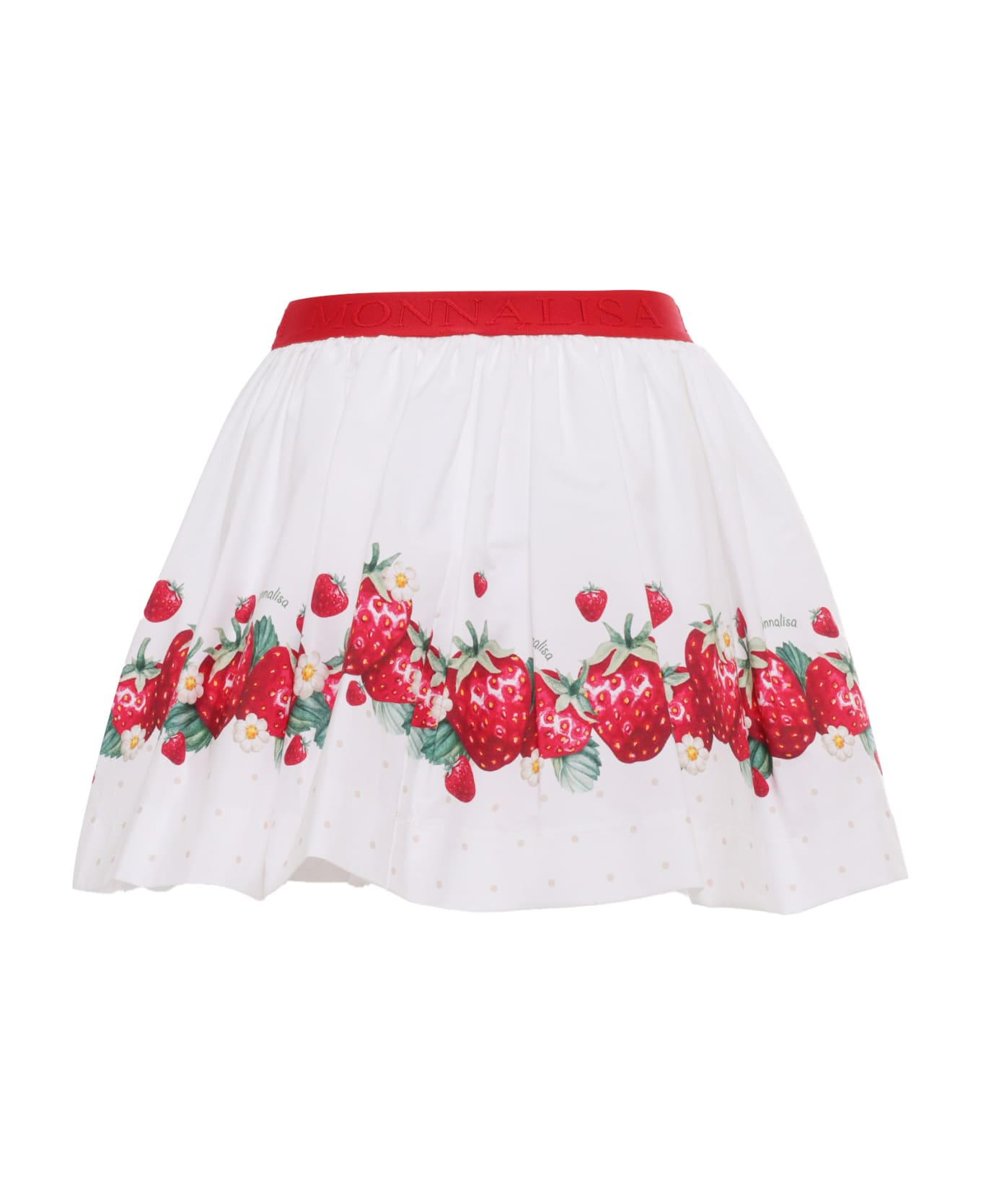 Monnalisa White Skirt With Strawberries - WHITE