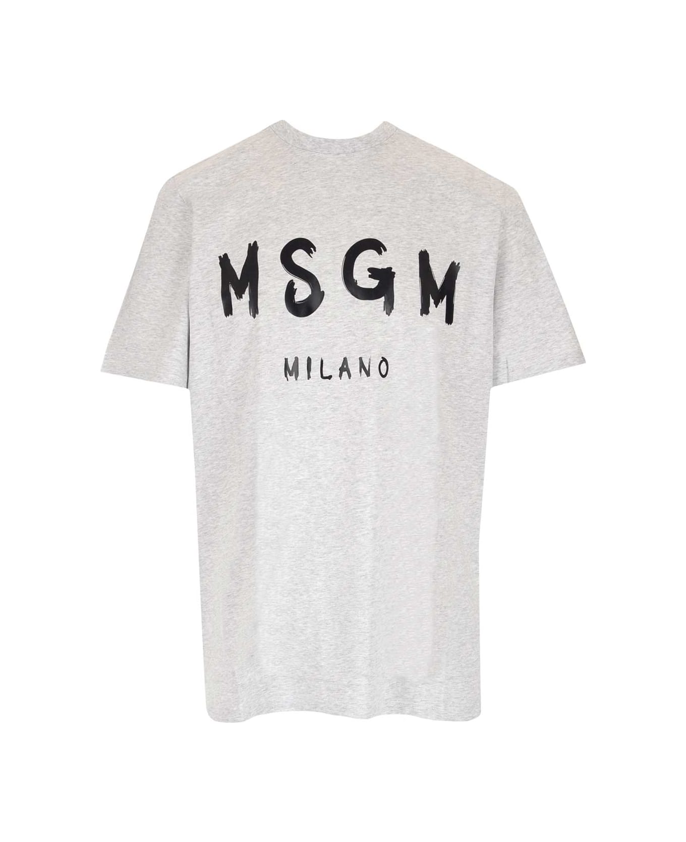 MSGM Grey T-shirt With Logo - Grigio chiaro