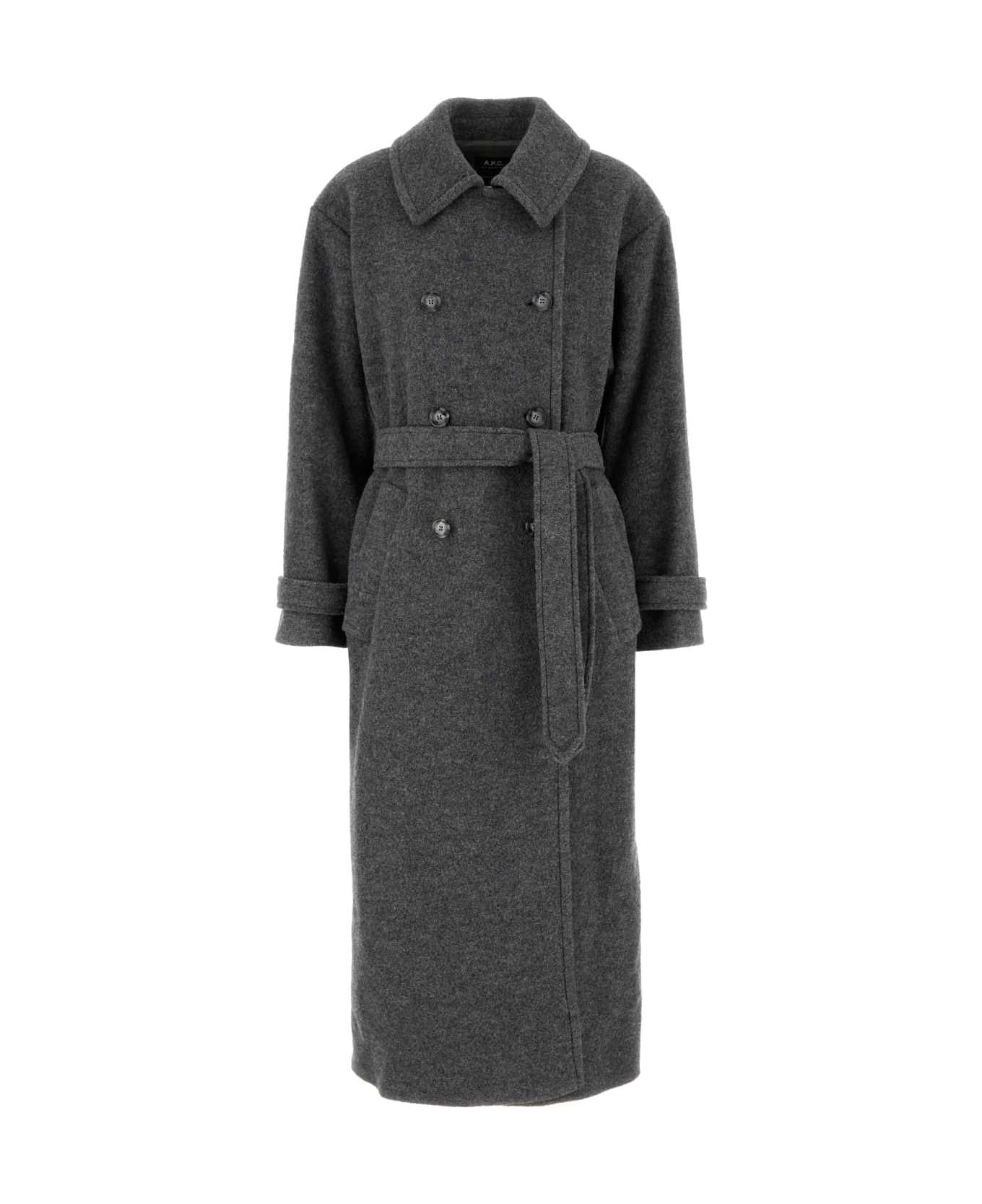A.P.C. Grey Wool Coat - HEATHERGREY