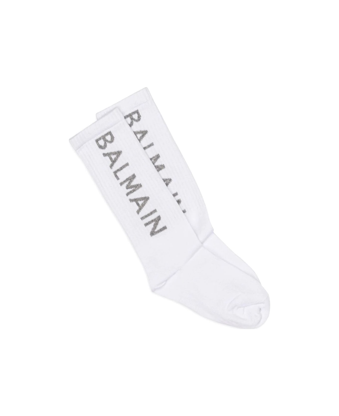 Balmain Calzini Con Logo - White