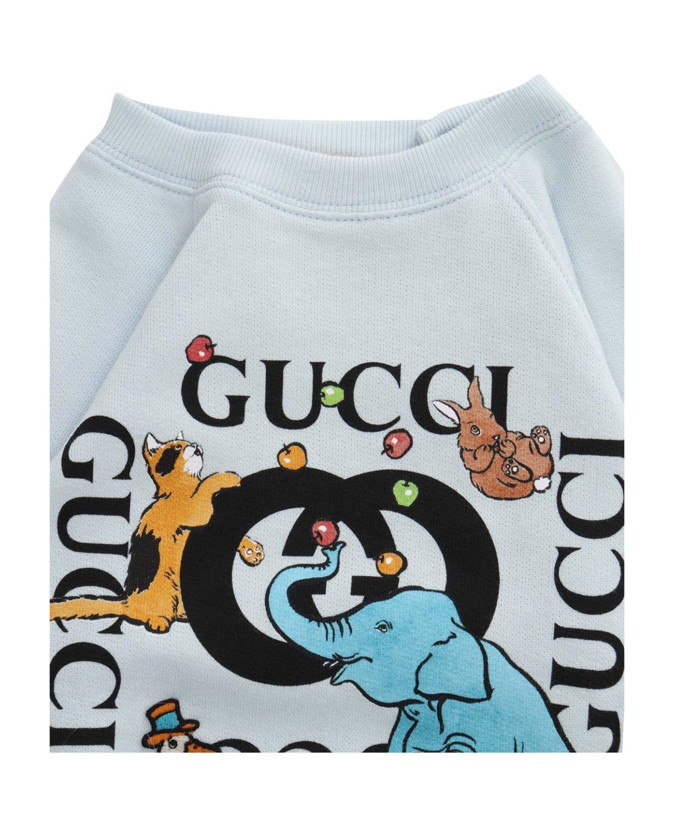 Gucci Animal Logo Printed Crewneck Sweatshirt - Cielo Multicolor