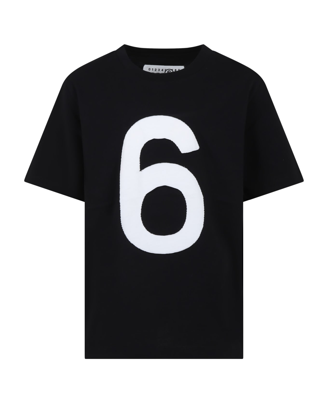 MM6 Maison Margiela Black T-shirt For Kids With Number 6 - Black