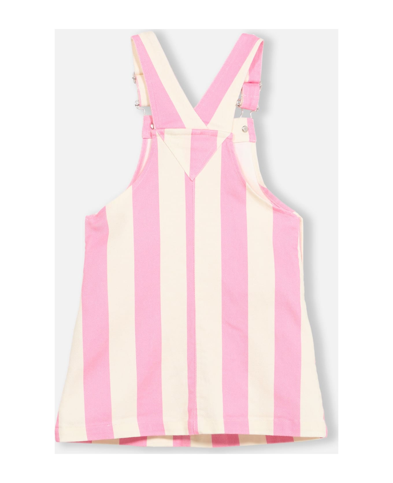 MC2 Saint Barth Girl Pink Striped Denim Short Overall Tecla Jr - PINK