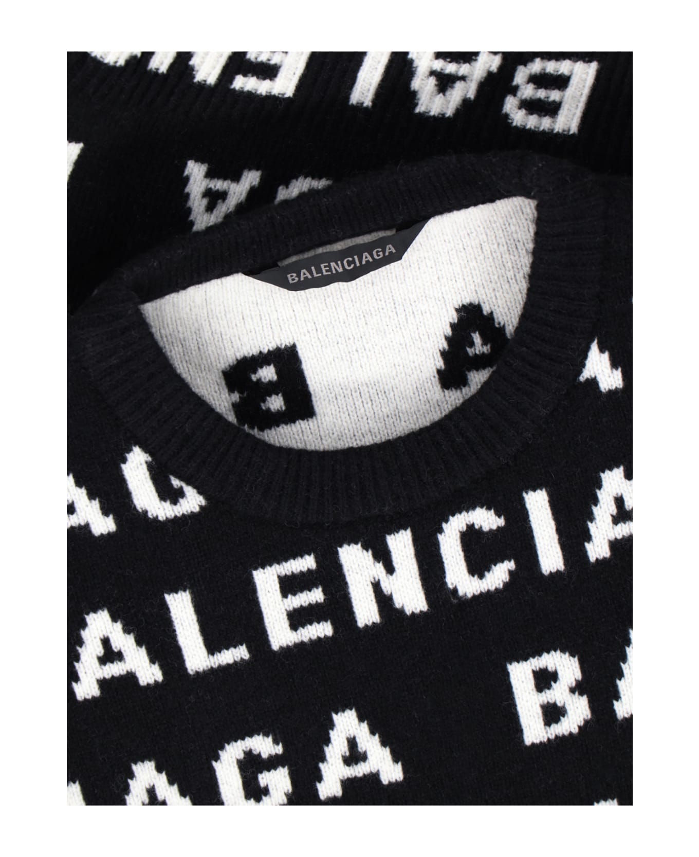 Balenciaga All-over Logo Sweater - Black  