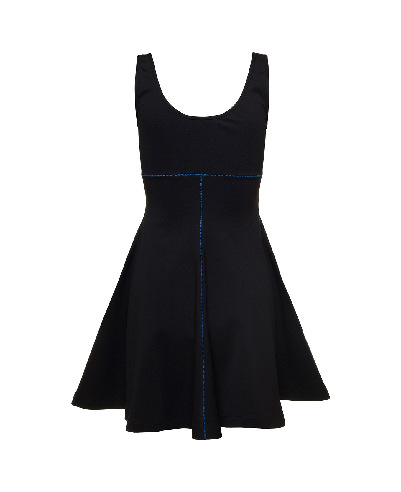 Marni Mini Black Flared Dress With Contrasting Stitching In Stretch Fabbric Woman Marni - Black
