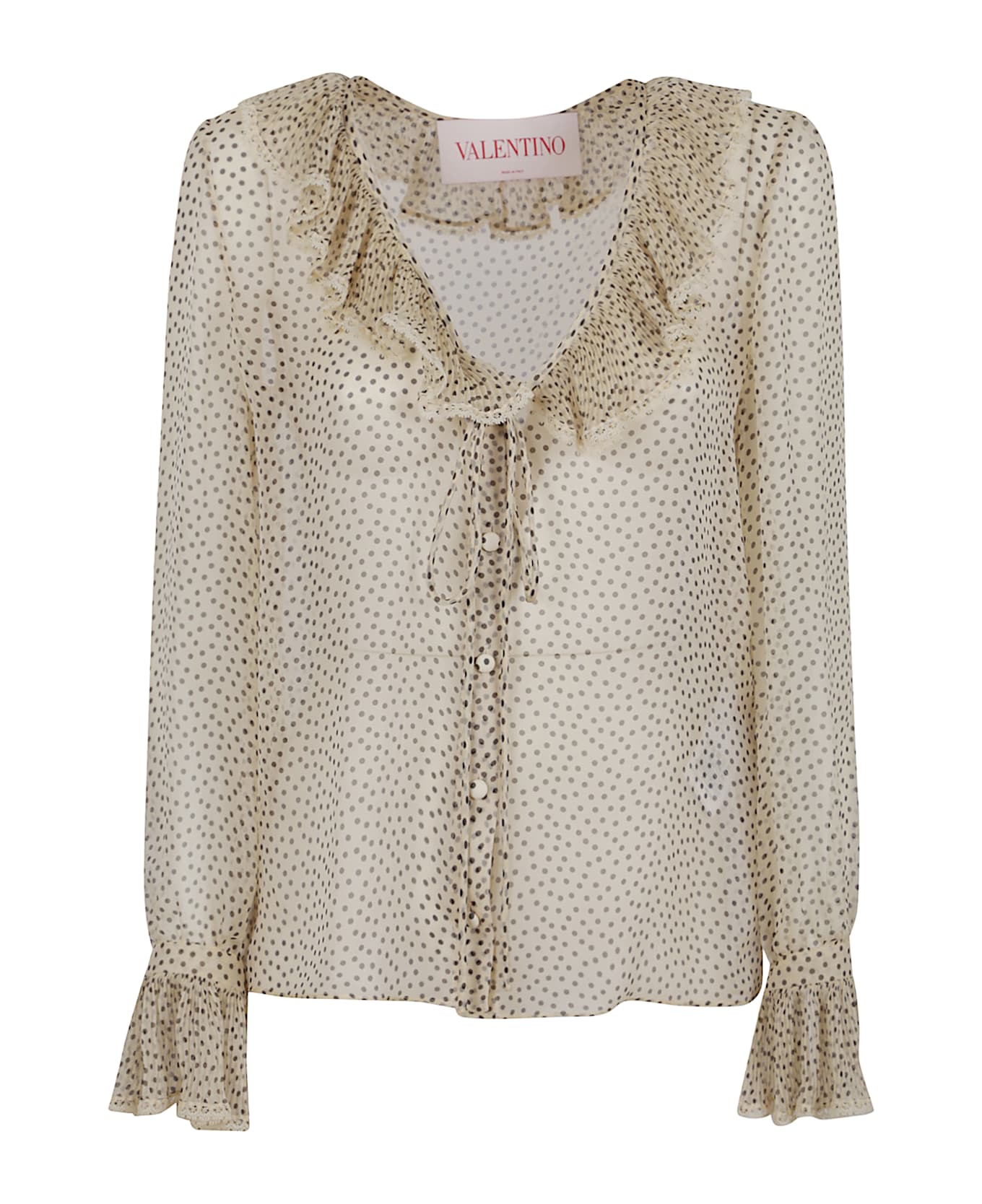 Valentino Shirt | Pattern | Chiffon Micro Pois Plusdepois - Beige