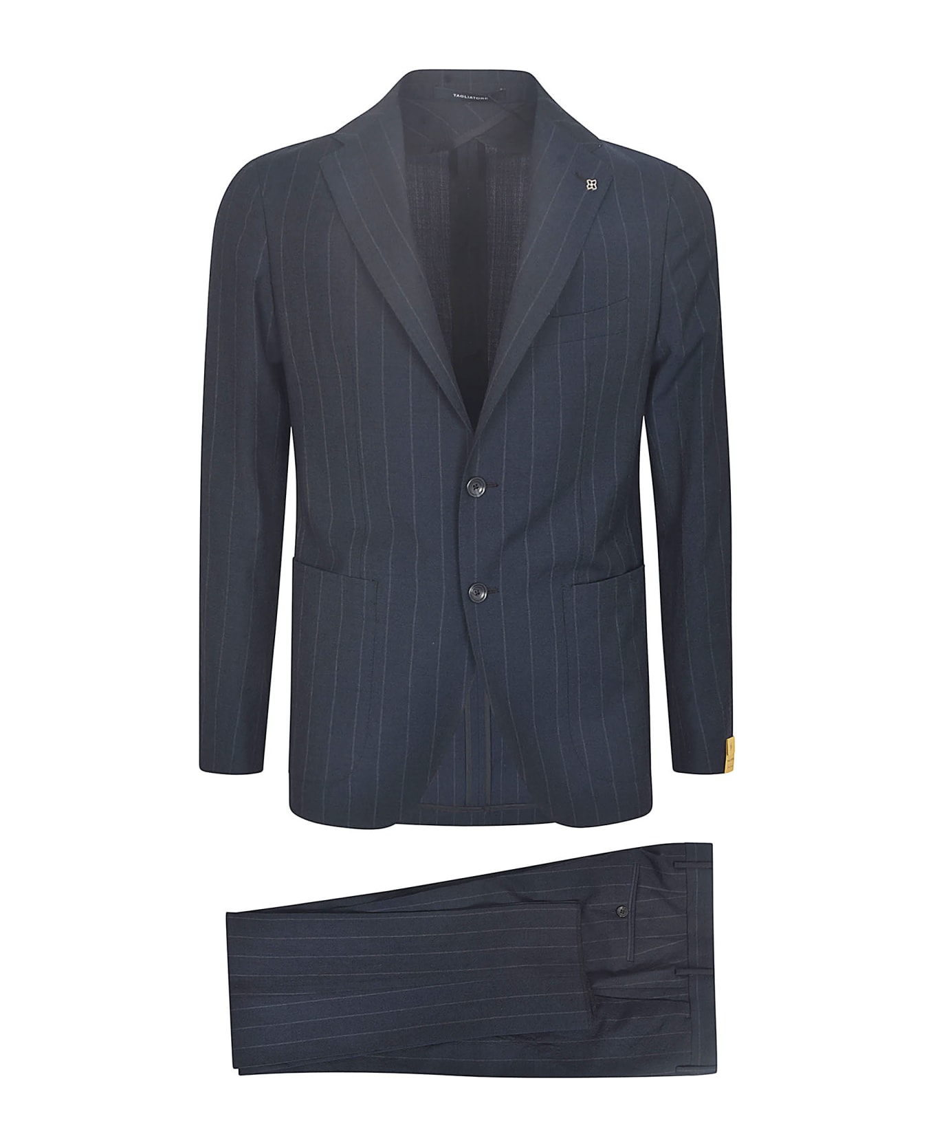 Tagliatore Logo Patch Stripe Suit - Blue スーツ