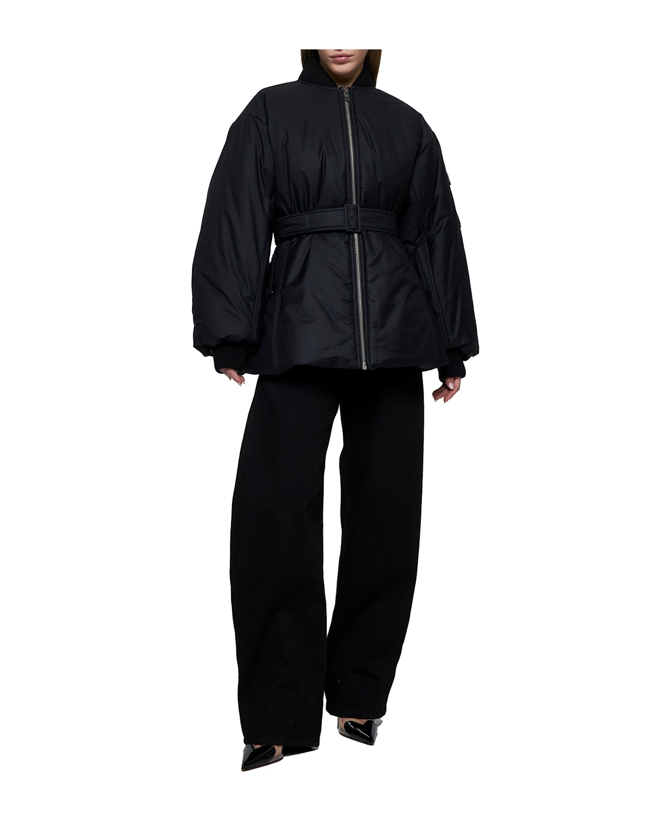 Alaia Black Technical Twill Belted Bomber Jacket - Noir alaia
