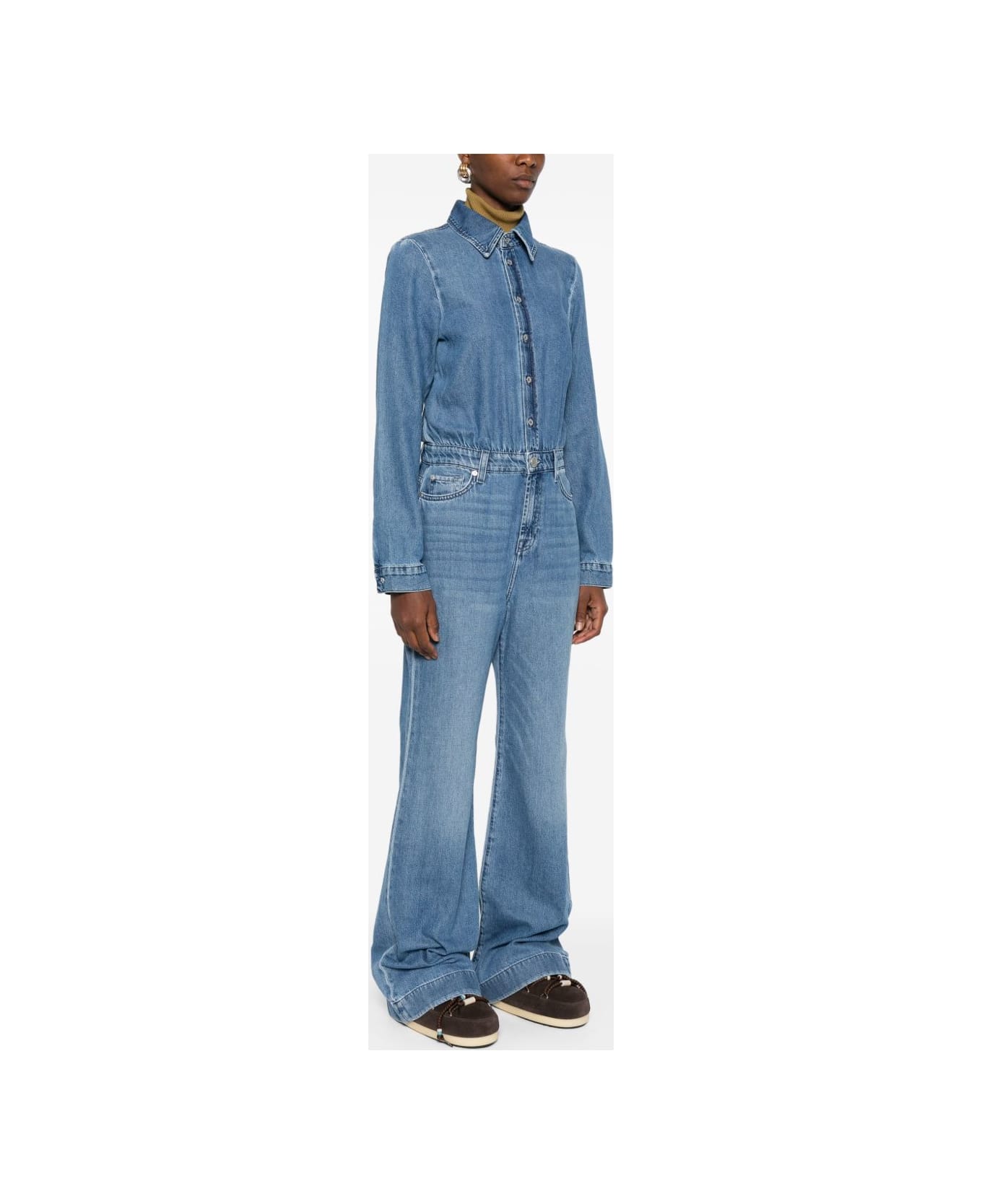 7 For All Mankind Hilo Denim Jumpsuit - Clear Blue