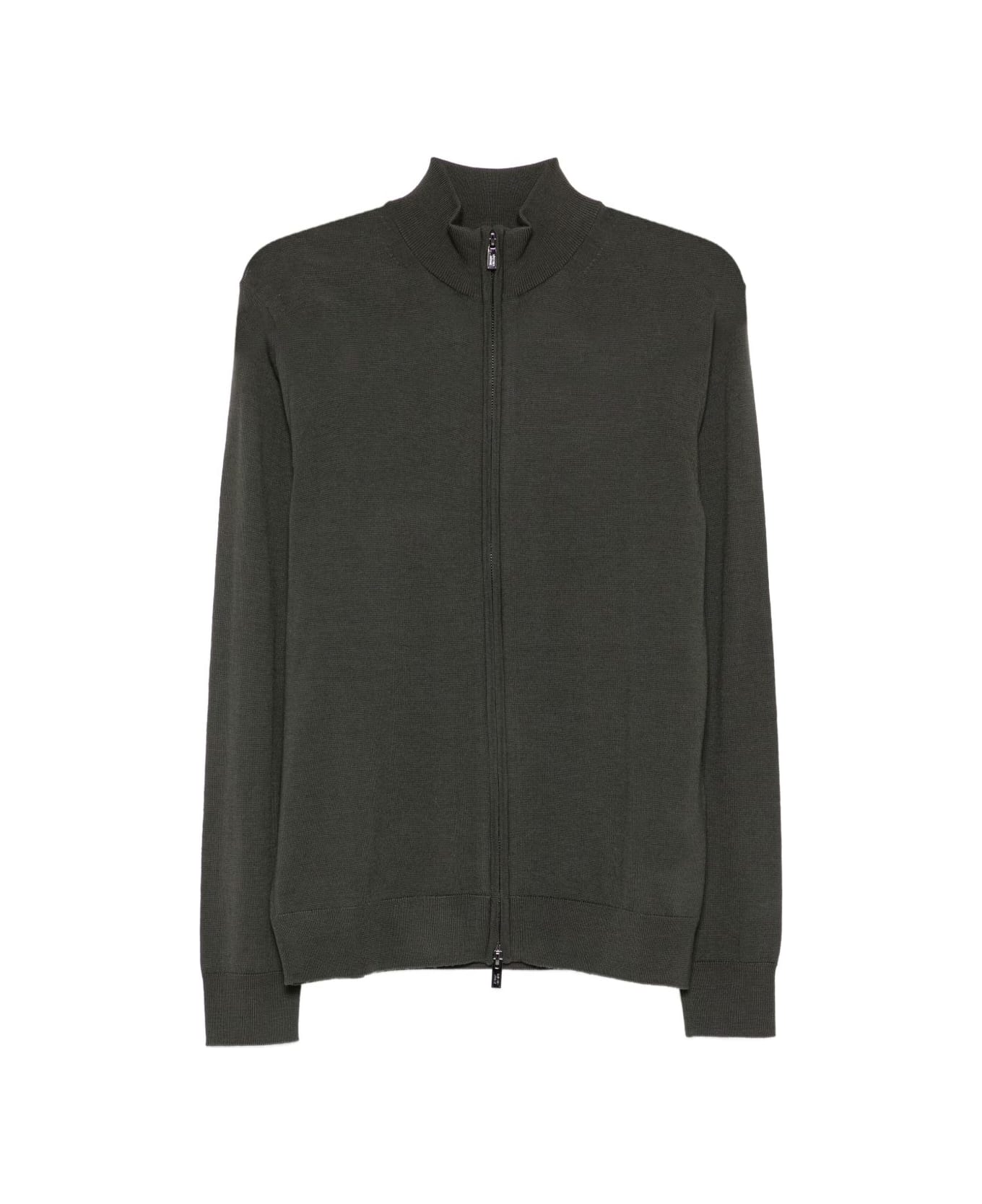 Emporio Armani Wool Zipped Cardigan - Green