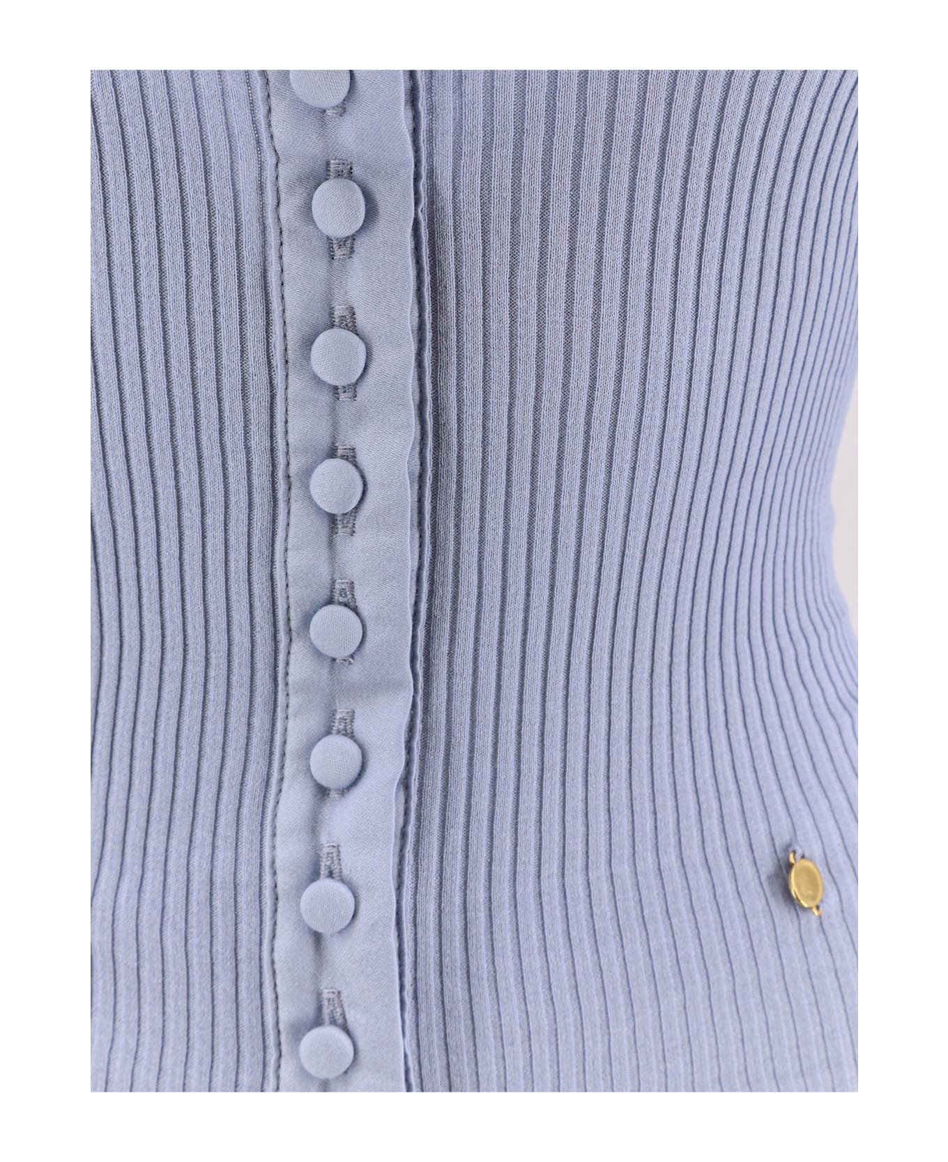 Chloé Ribbed Cotton Shirt With Lace Insert - Idyllicblue
