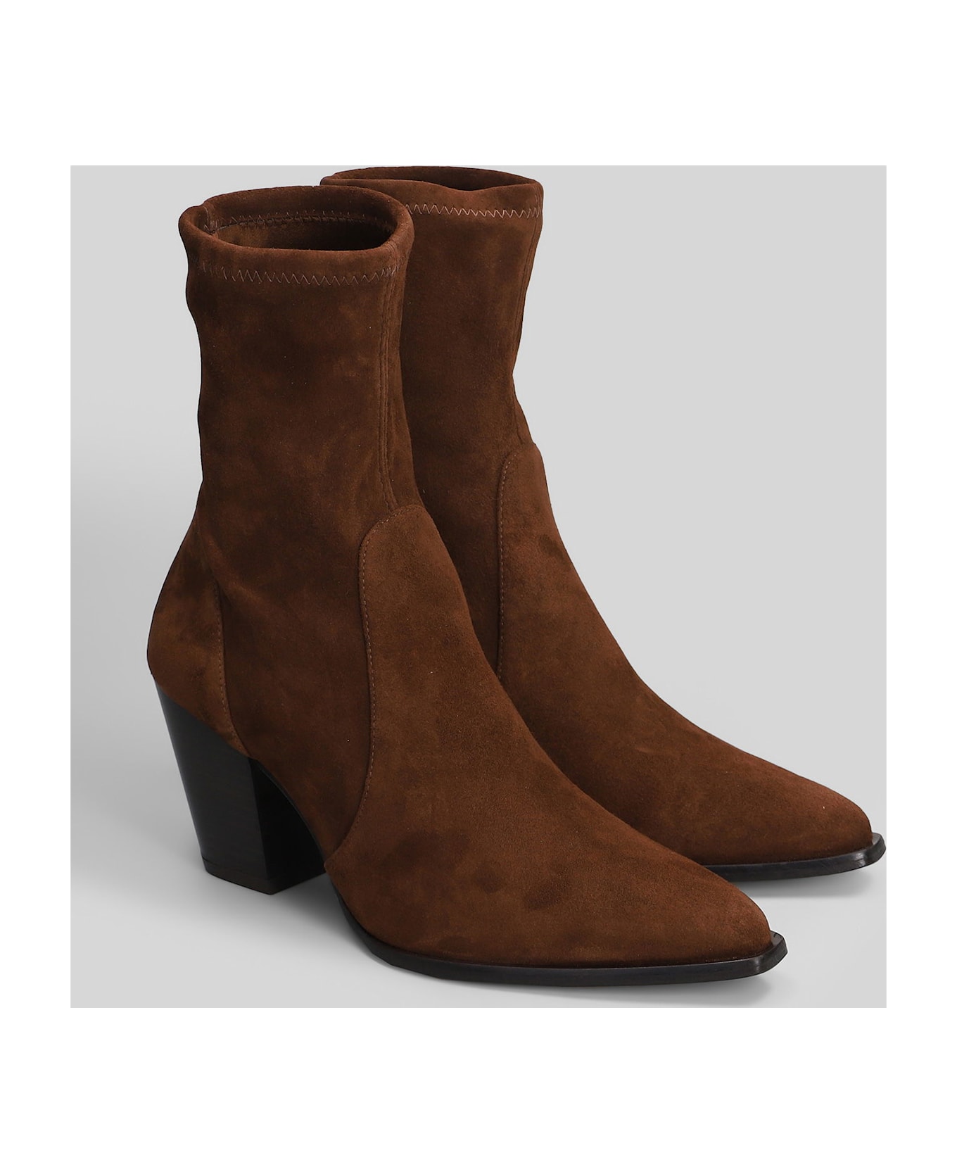Stuart Weitzman Jolene Bootie High Heels Ankle Boots In Brown Suede - brown