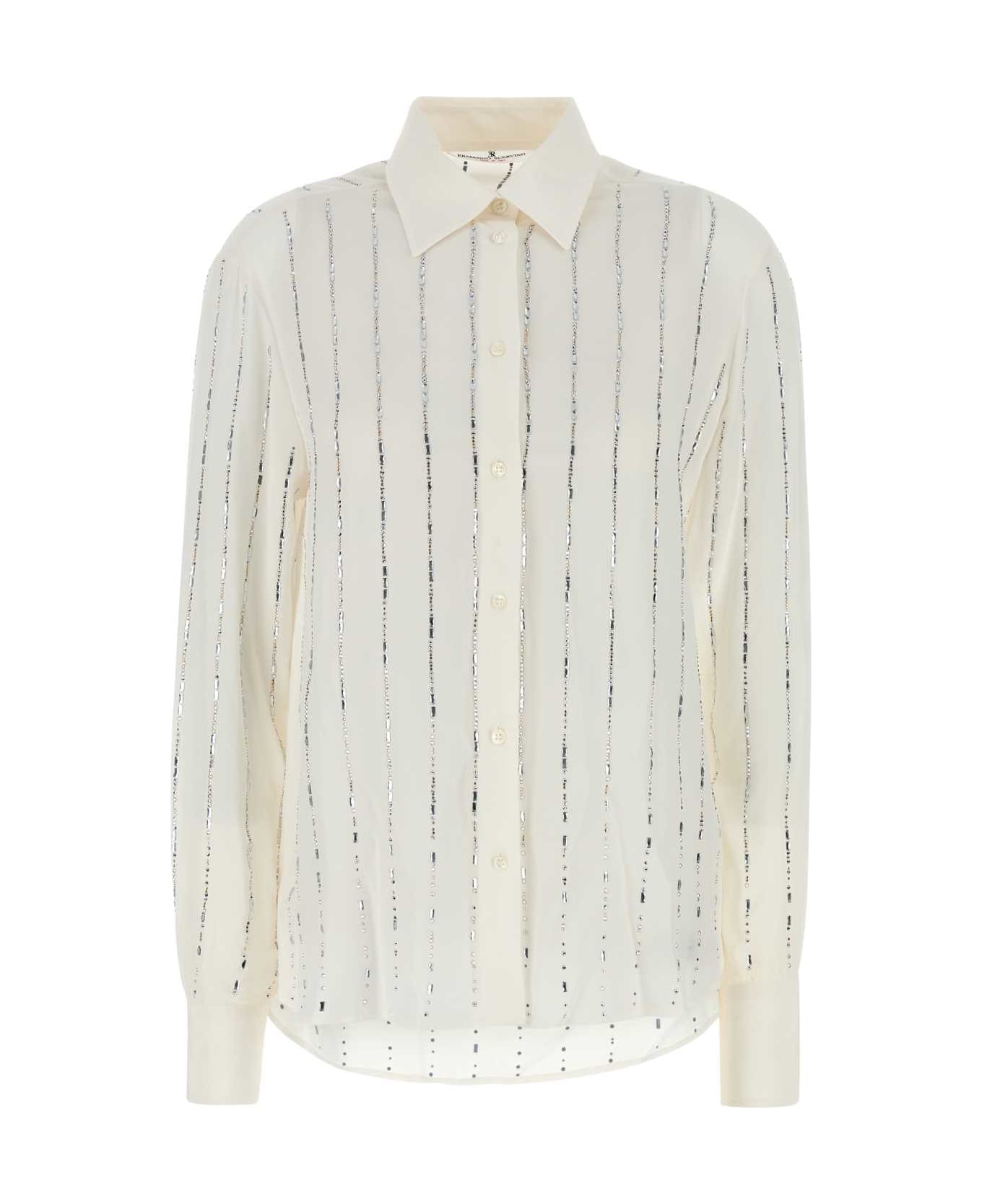 Ermanno Scervino White Silk Shirt - SNOWWHITE