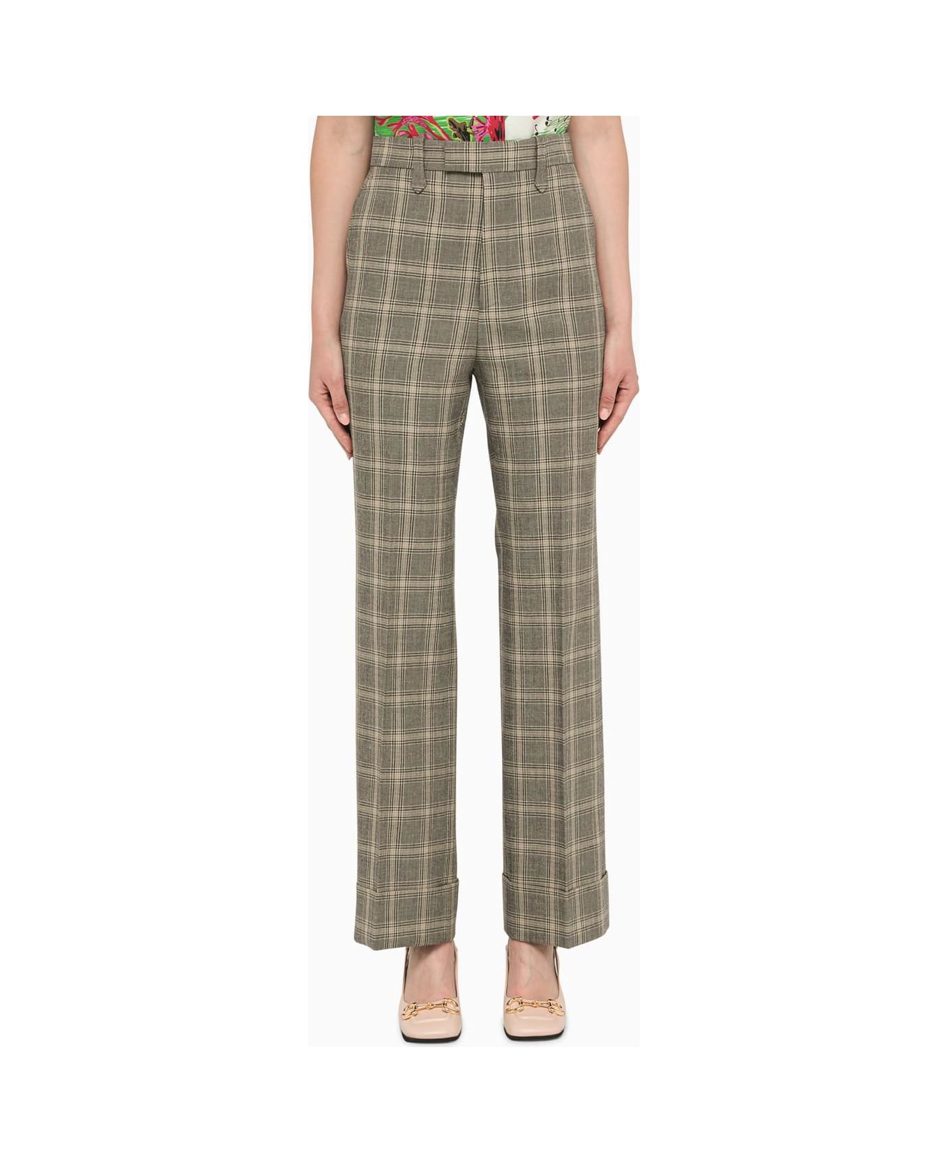 Gucci Prince Of Wales Check Trousers - Grey ボトムス
