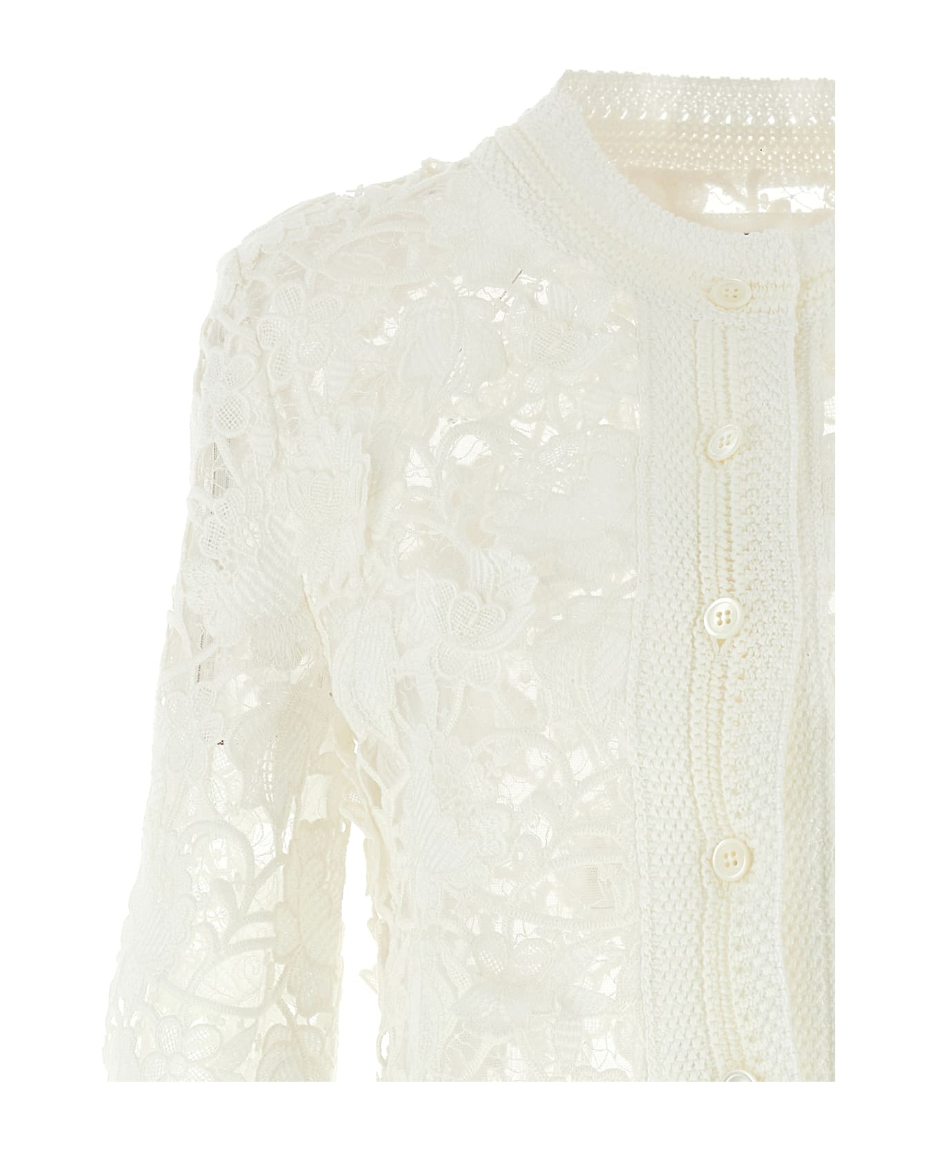 Ermanno Scervino Macramé Tulle Cardigan - White