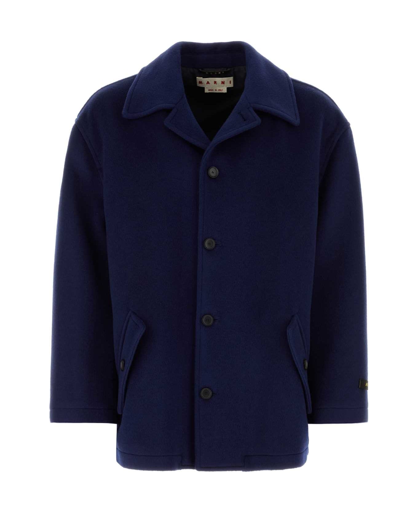 Marni Blue Wool Blend Coat - LIGHTNAVY
