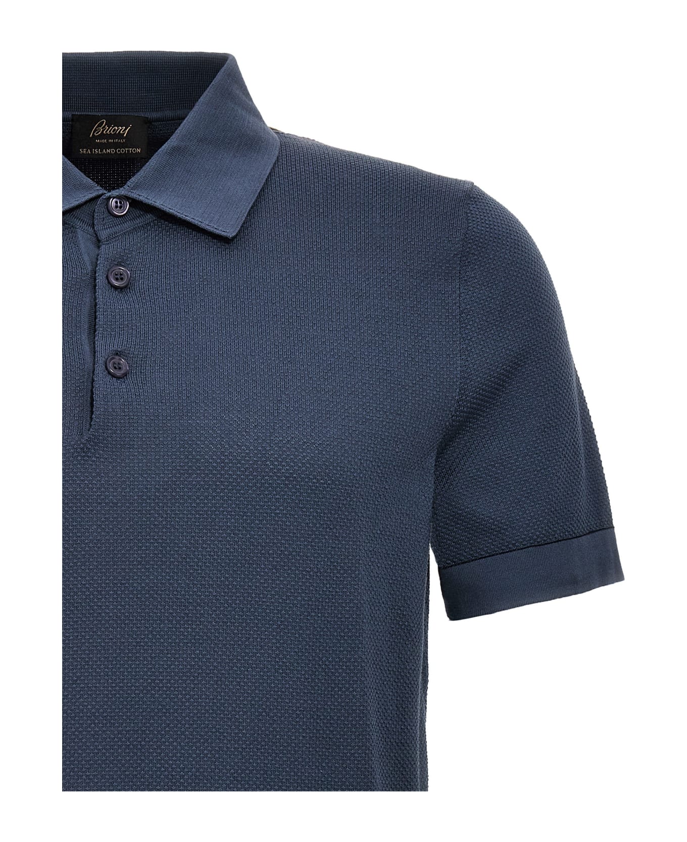 Brioni Textured Polo Shirt - Blue ポロシャツ