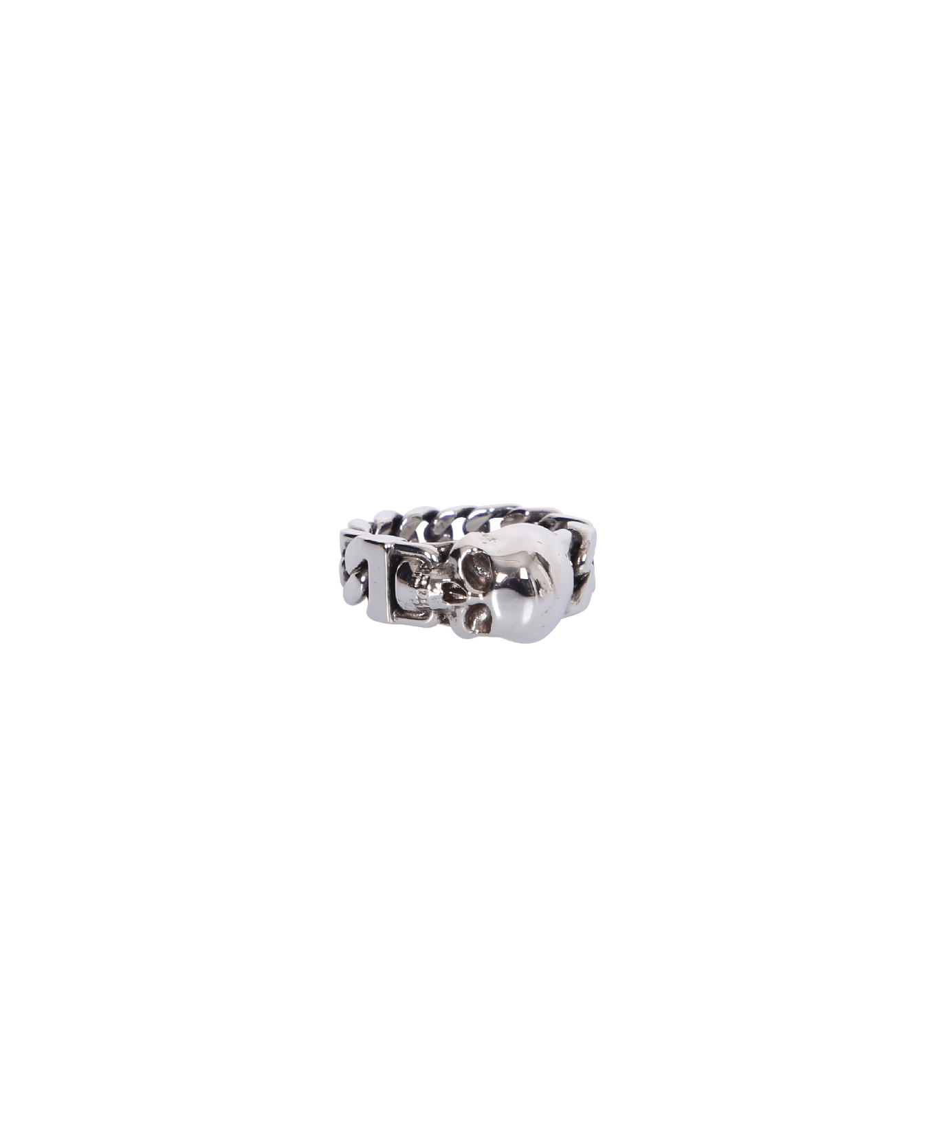 Alexander McQueen Silver Skull Ring - Metallic