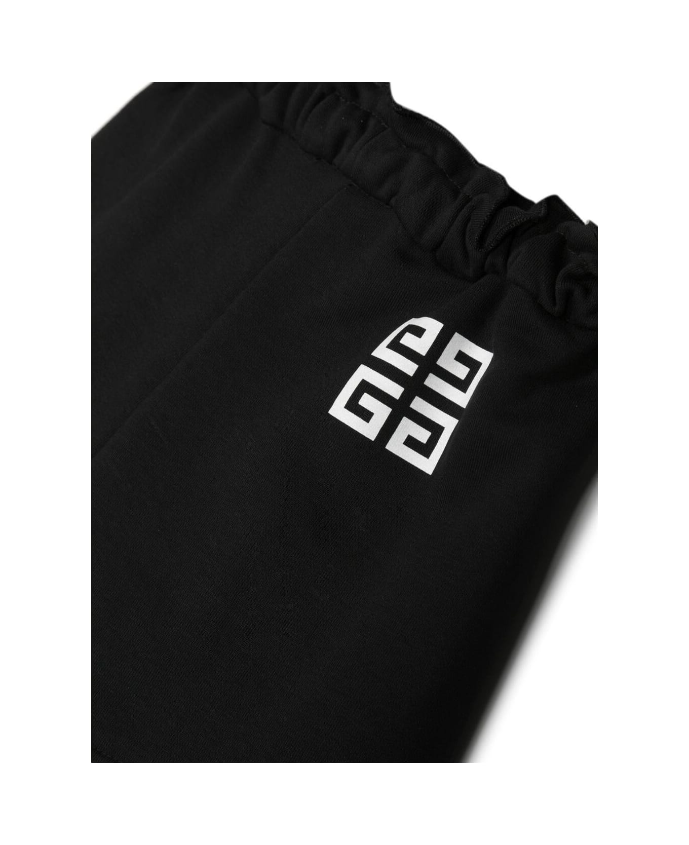 Givenchy Black Drawstring Shorts With All-over 4g Logo Print In Cotton Girl - Black